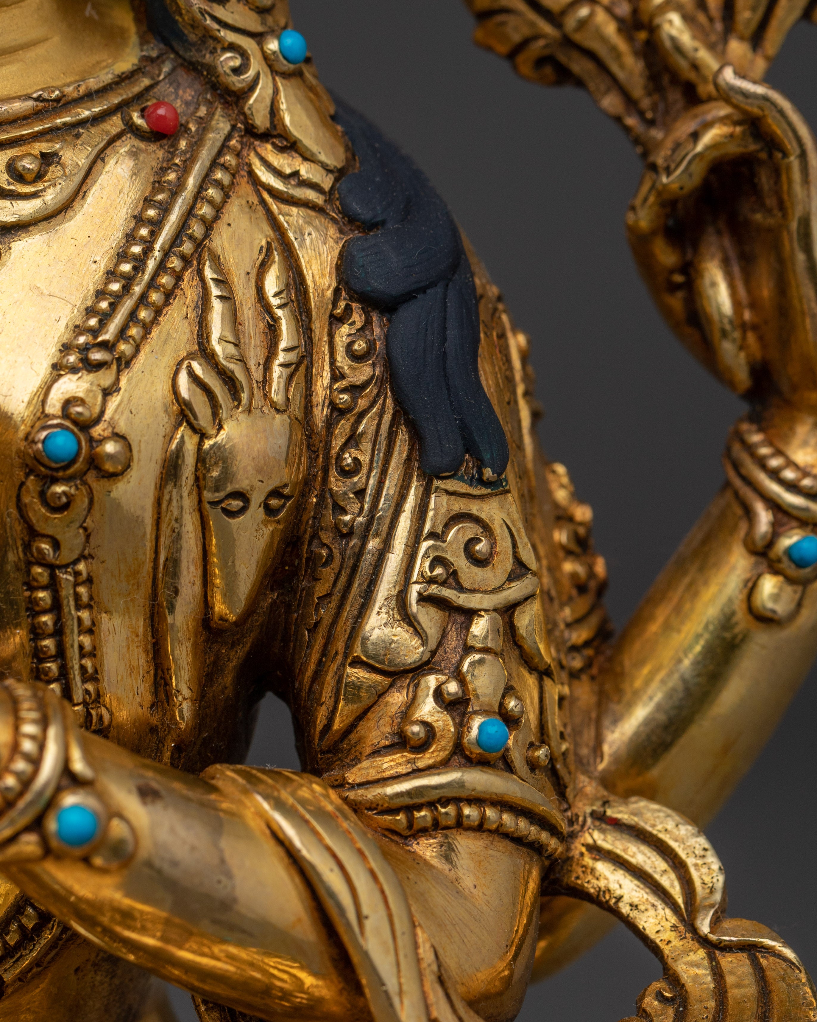 Handcrafted Chenrezig Golden Copper Art | Meditation and Spiritual Decor