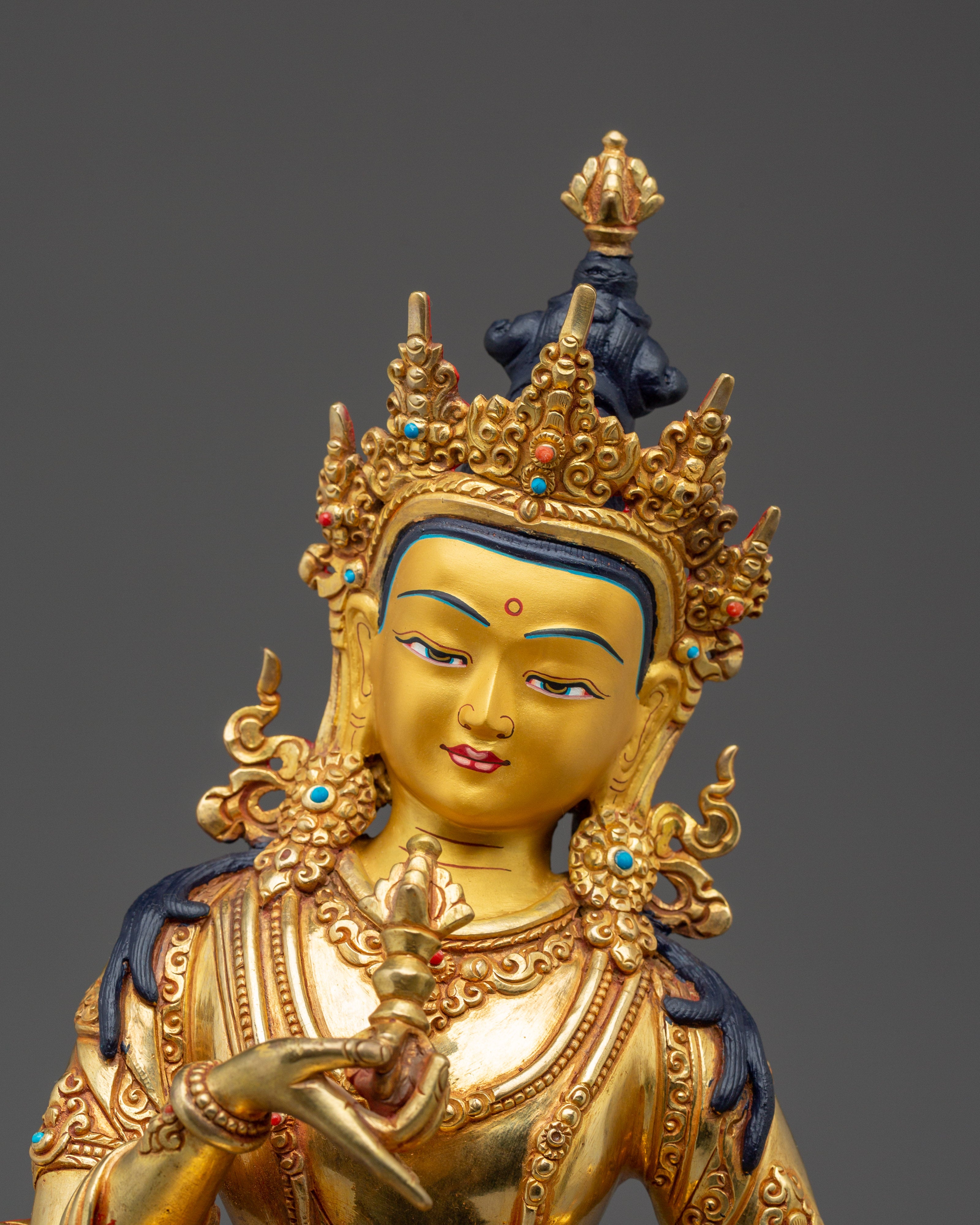 Vajrasattva Gold Gilded Copper Deity | Buddha of Purification and Spiritual Healing