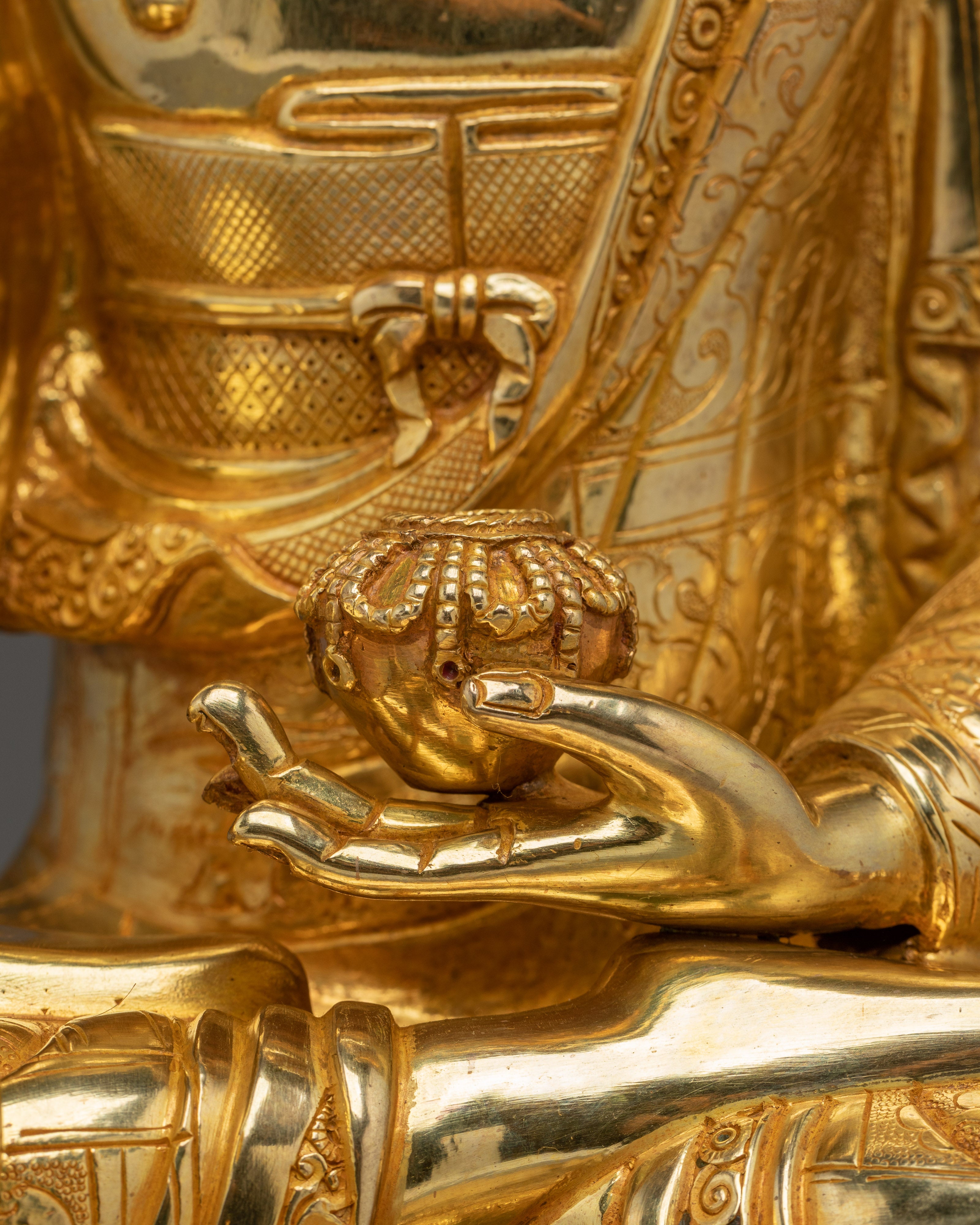 Shakyamuni Buddha 24K Gold Gilded Copper Statue | Symbol of Enlightenment and Peace