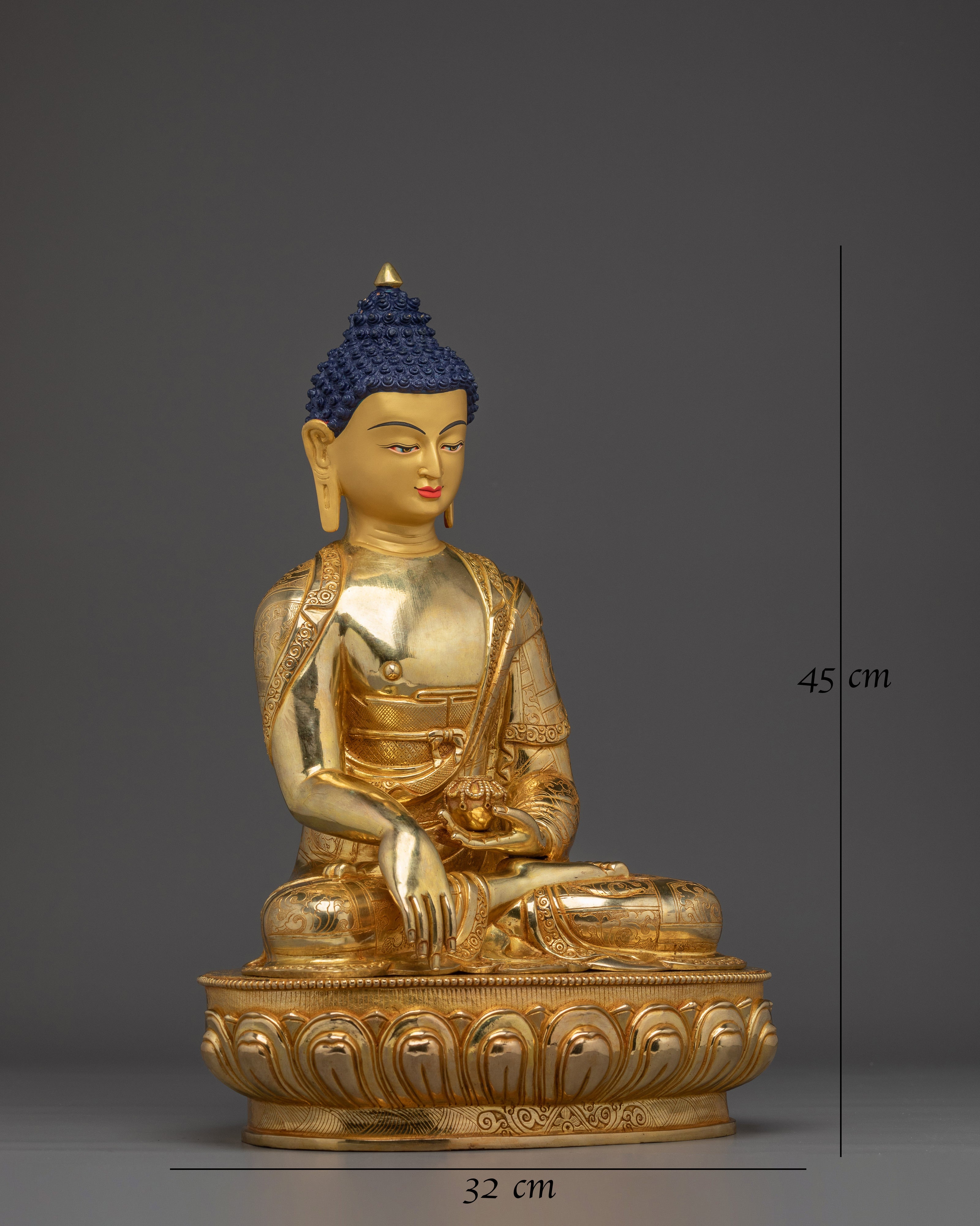 Shakyamuni Buddha 24K Gold Gilded Copper Statue