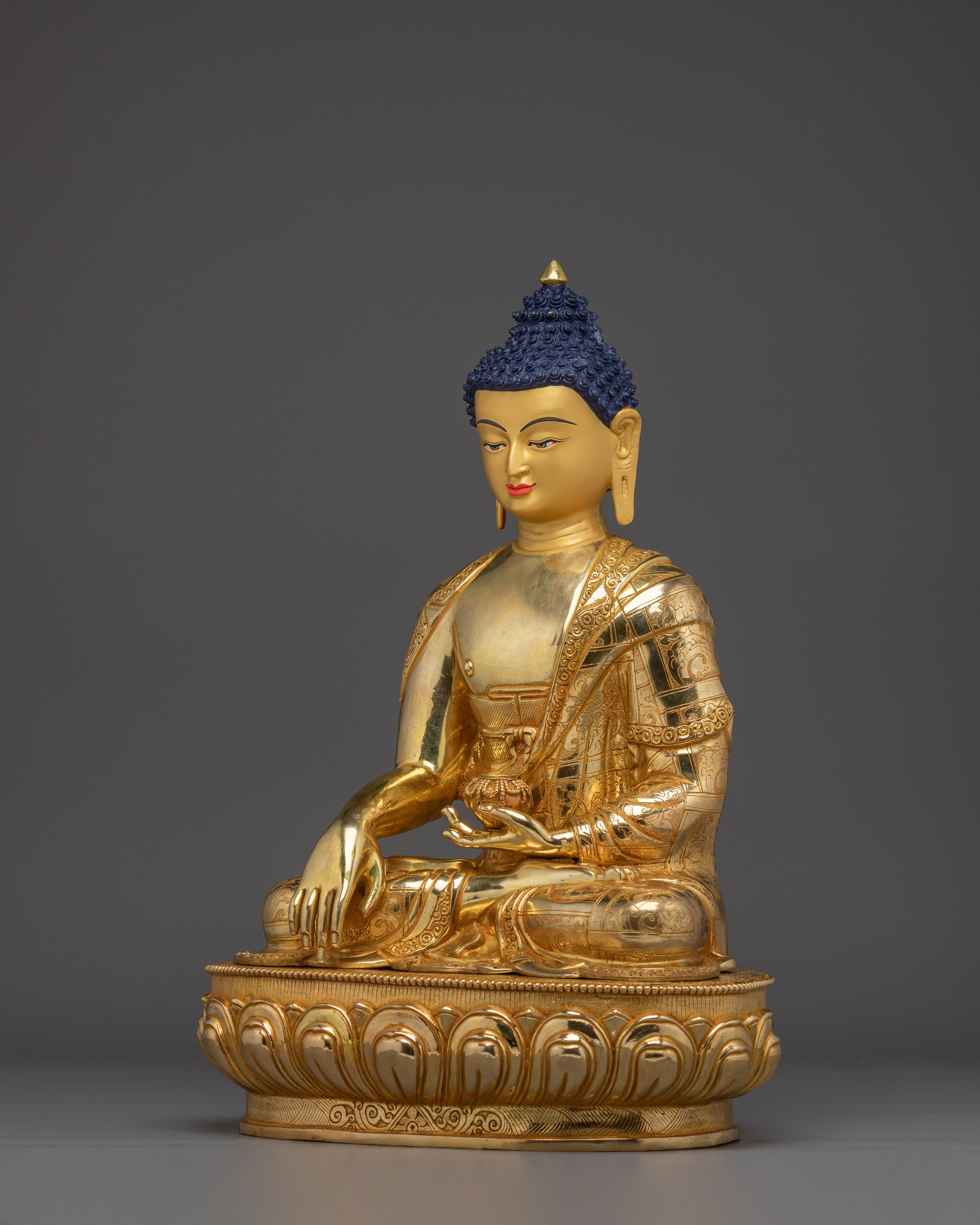 Shakyamuni Buddha 24K Gold Gilded Copper Statue | Symbol of Enlightenment and Peace