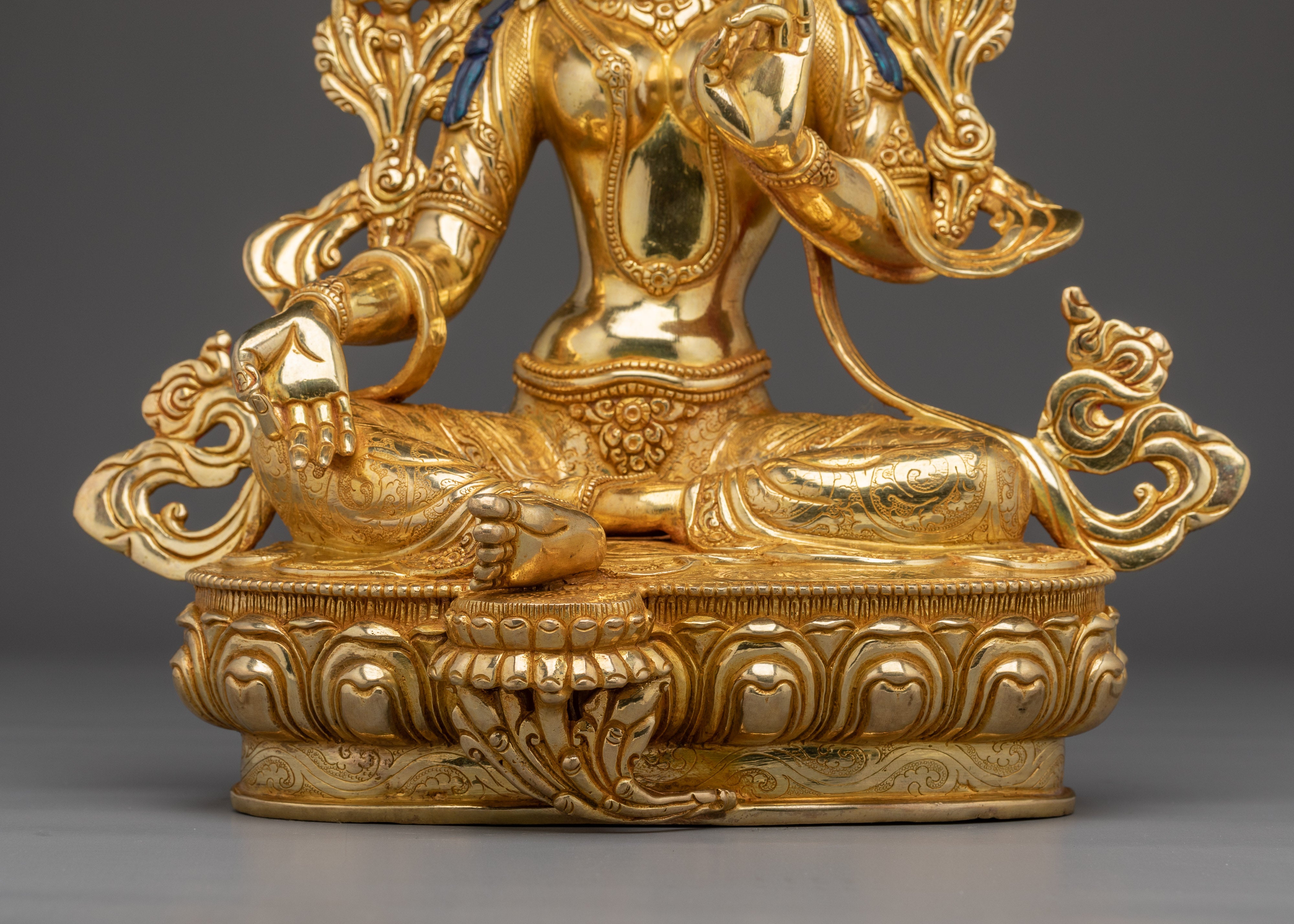 Green Tara 24K Gold Gilded Copper Statue | Bodhisattva of Compassion and Protection