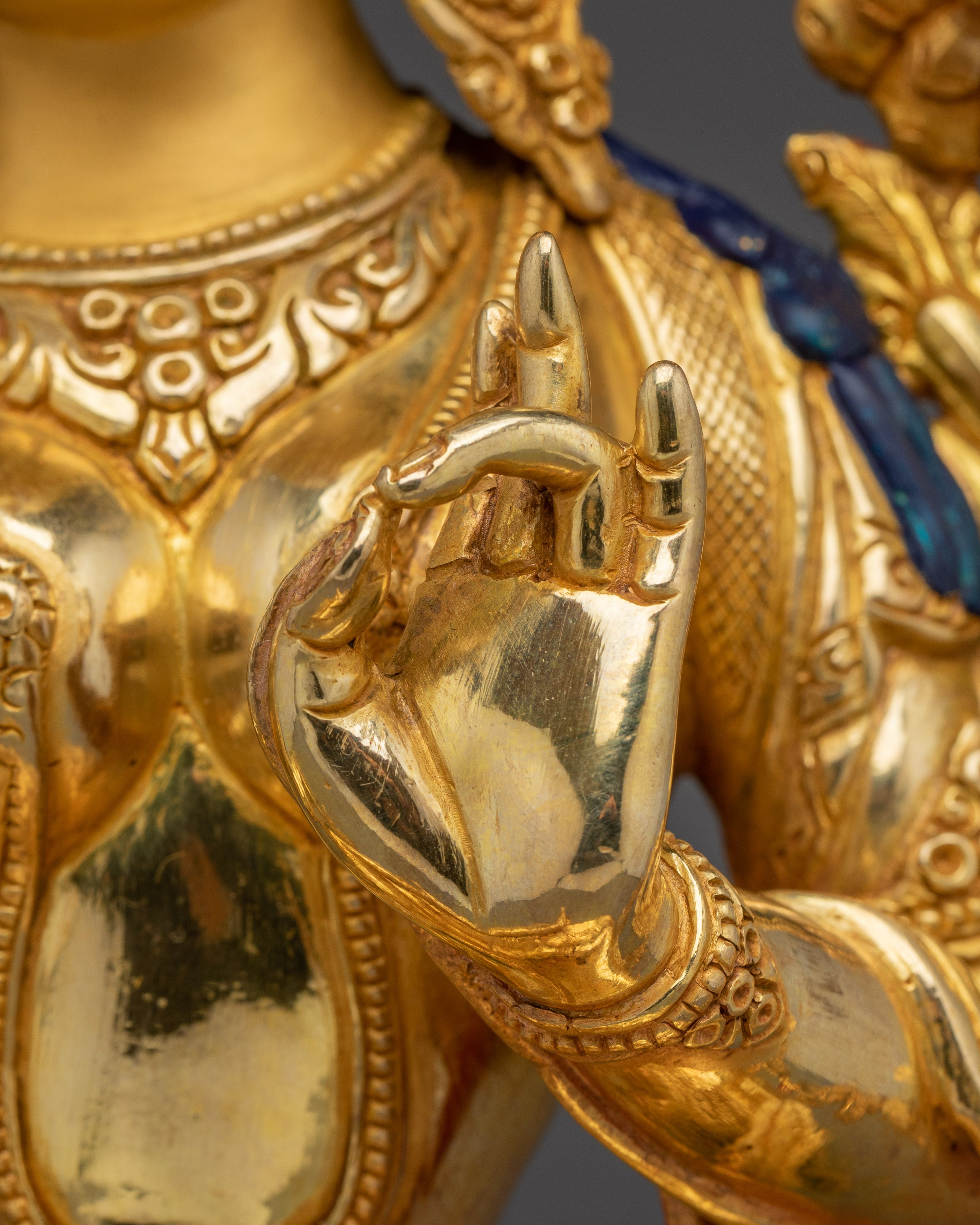 Green Tara 24K Gold Gilded Copper Statue | Bodhisattva of Compassion and Protection