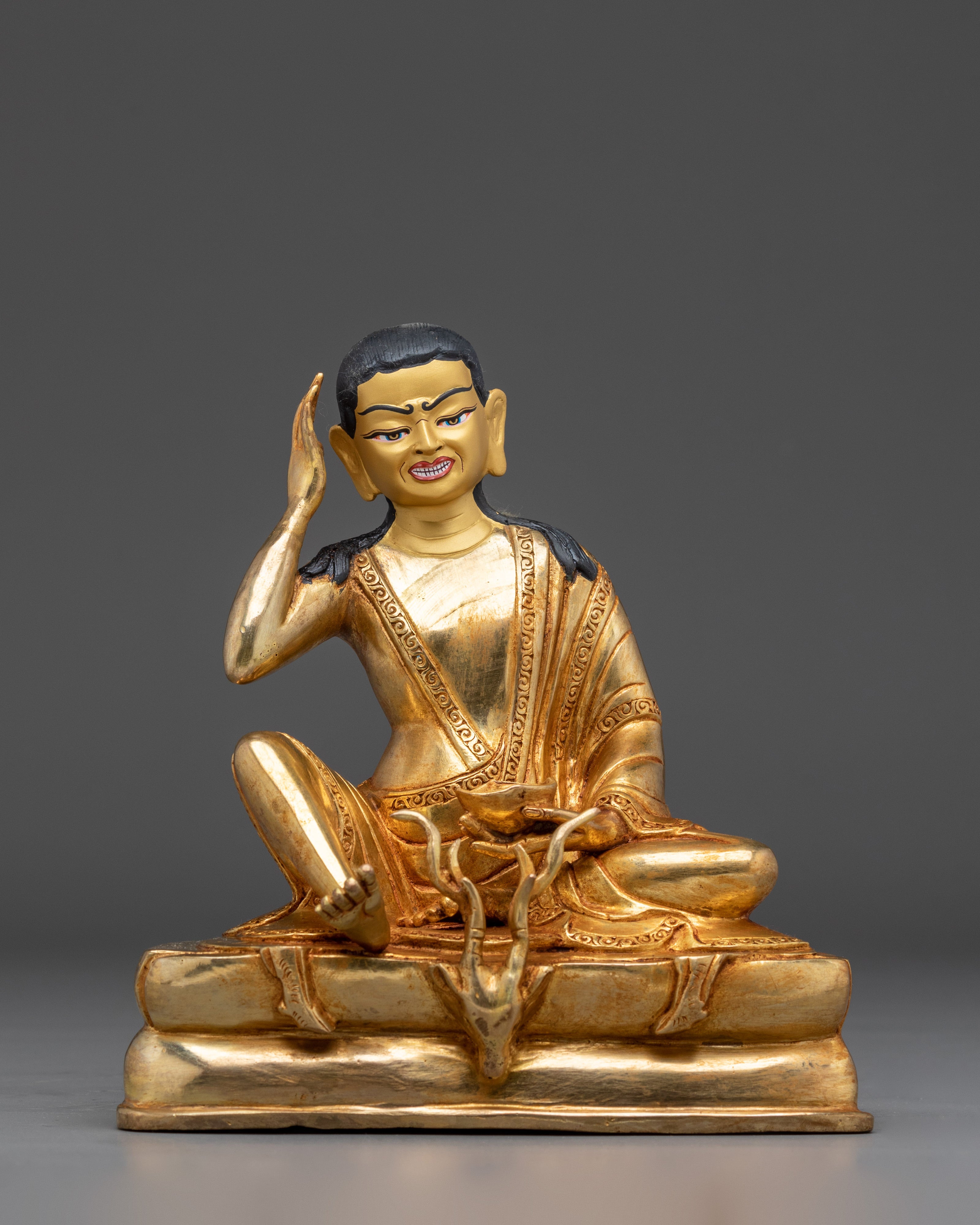 Marpha, Milarepa & Gampopa Buddhist Copper Statue Set | Spiritual Art, Meditation Decor