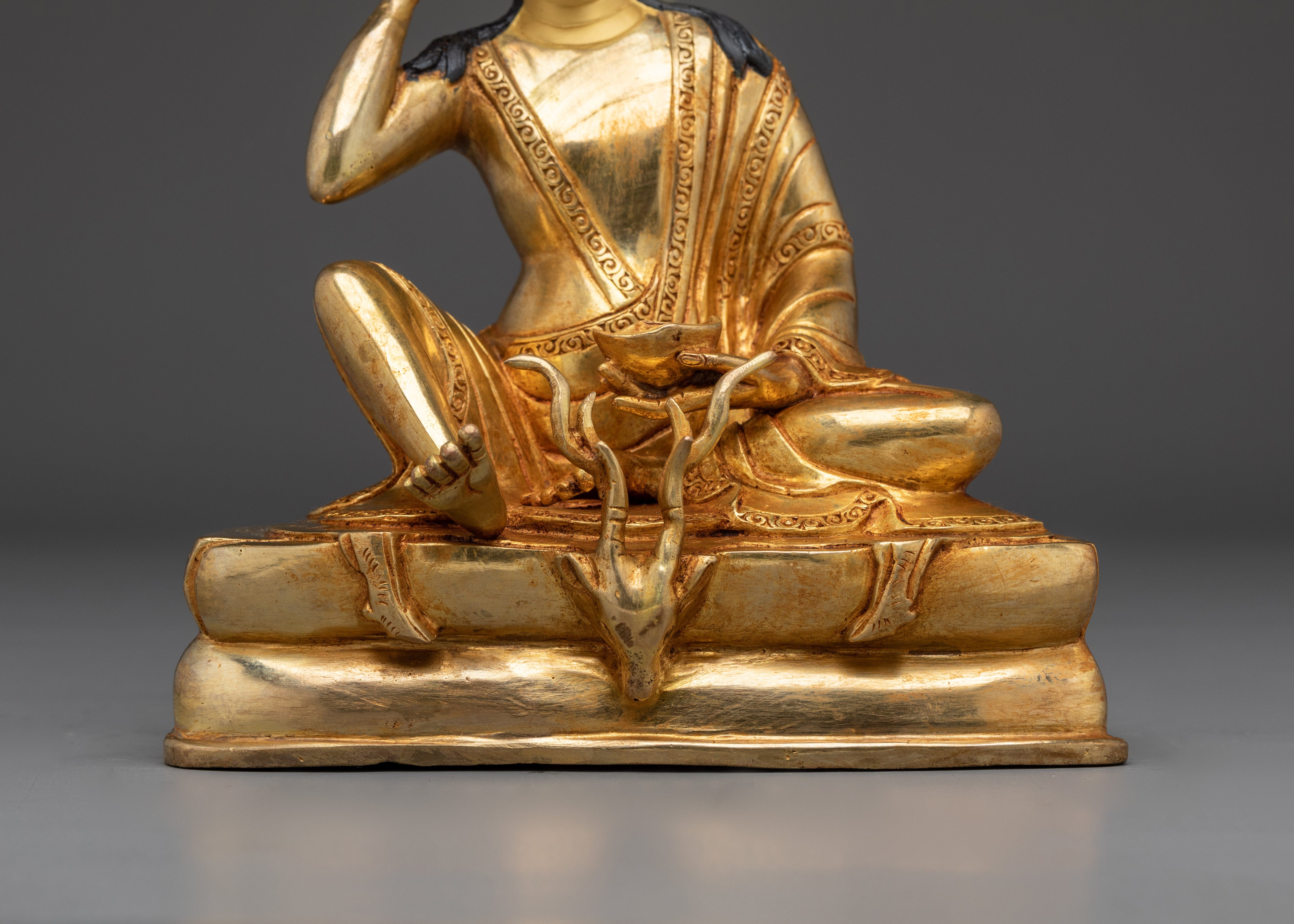 Marpha, Milarepa & Gampopa Buddhist Copper Statue Set | Spiritual Art, Meditation Decor