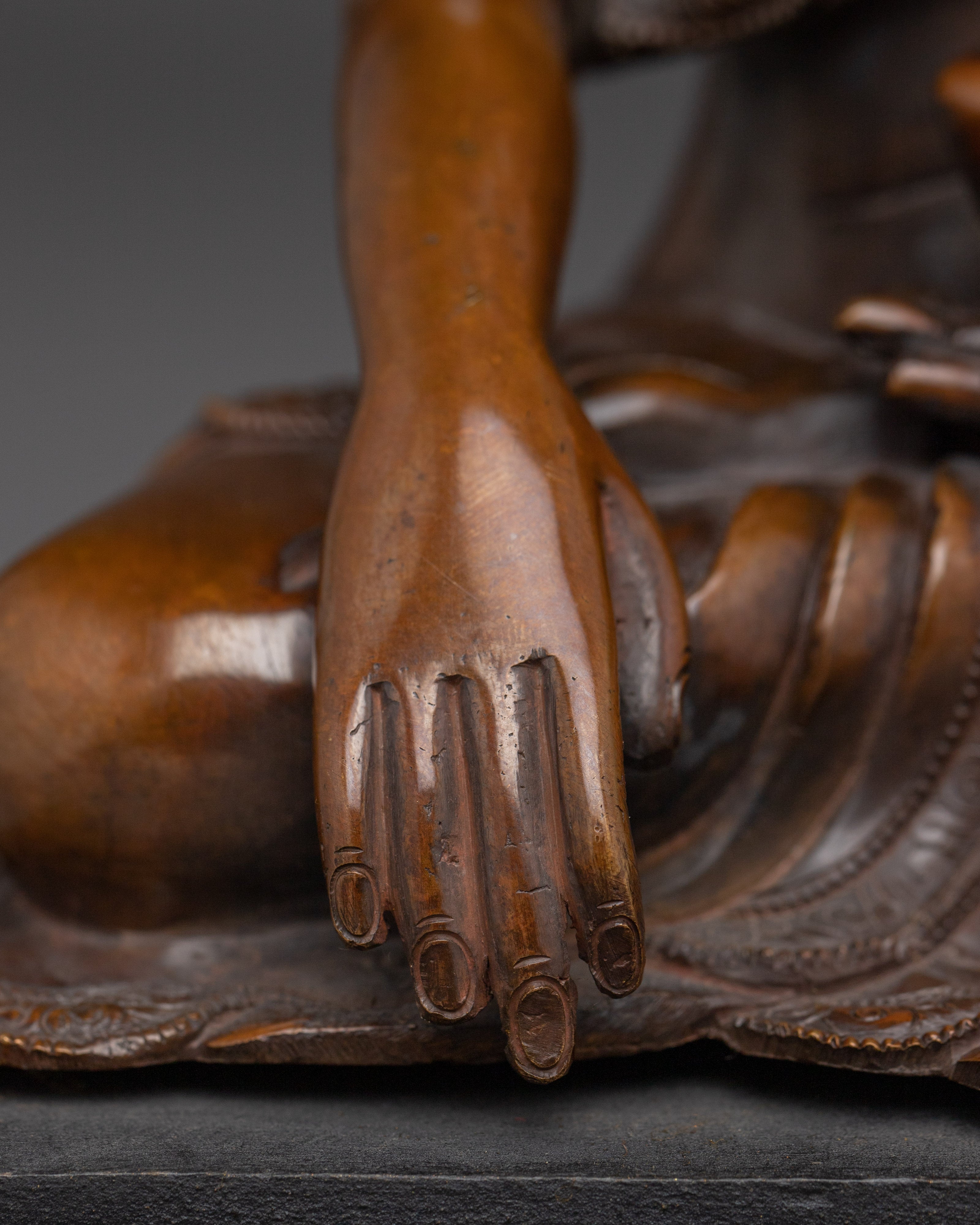 Shakyamuni Buddha Statue: Oxidized Copper Artwork