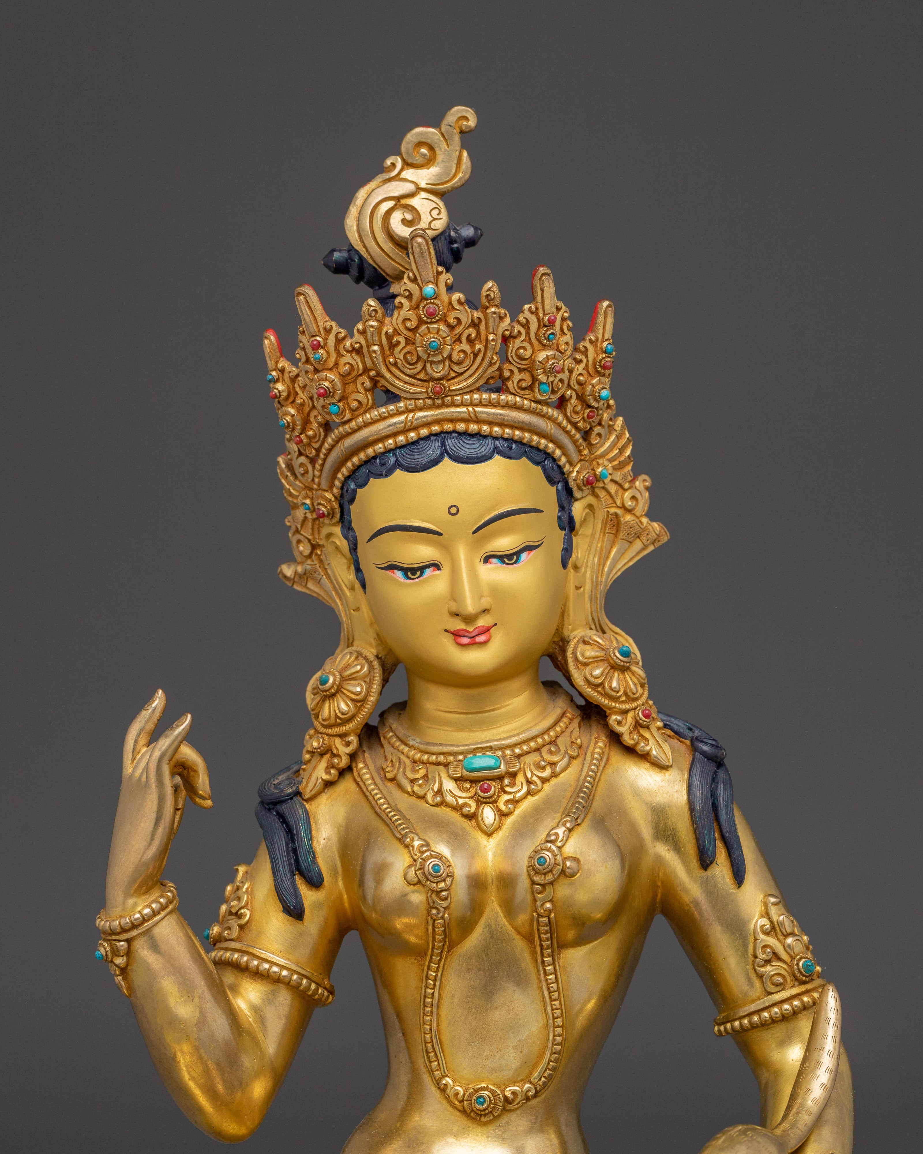 Red Manohara Vasudhara Statue | Perfect for Meditation