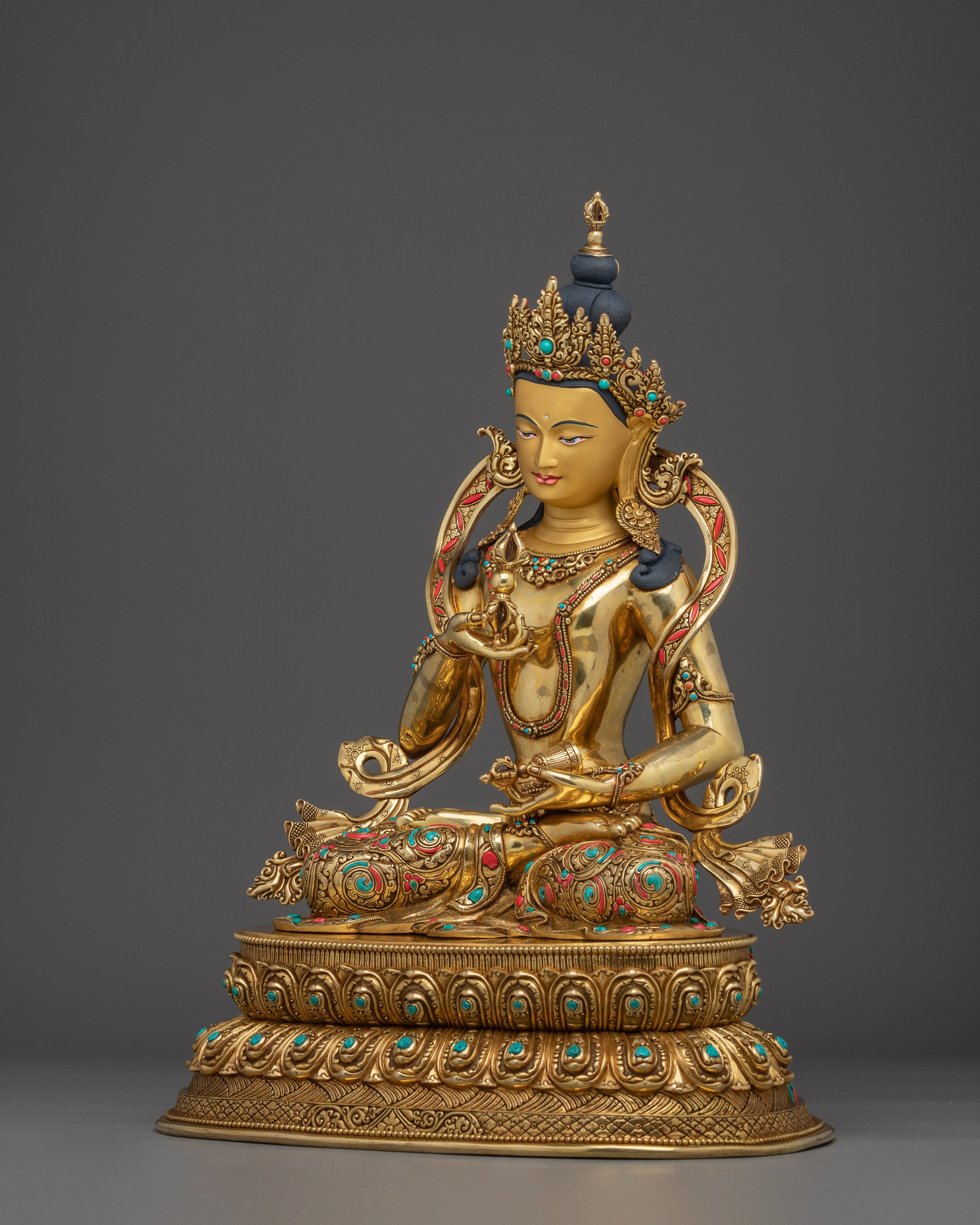 Vajrasattva 24K Gold Gilded Copper Statue | Spirituality, and Home Altar Decor