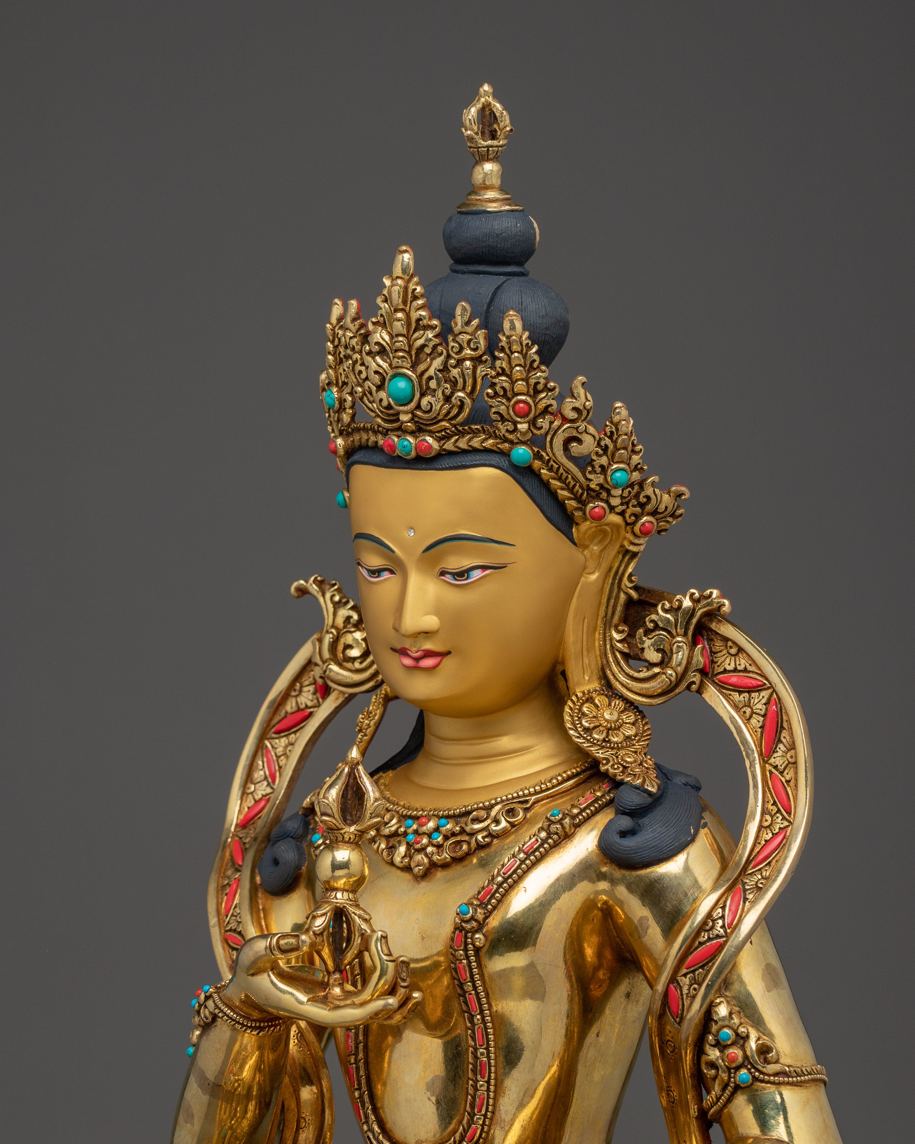 Vajrasattva 24K Gold Gilded Copper Statue | Spirituality, and Home Altar Decor