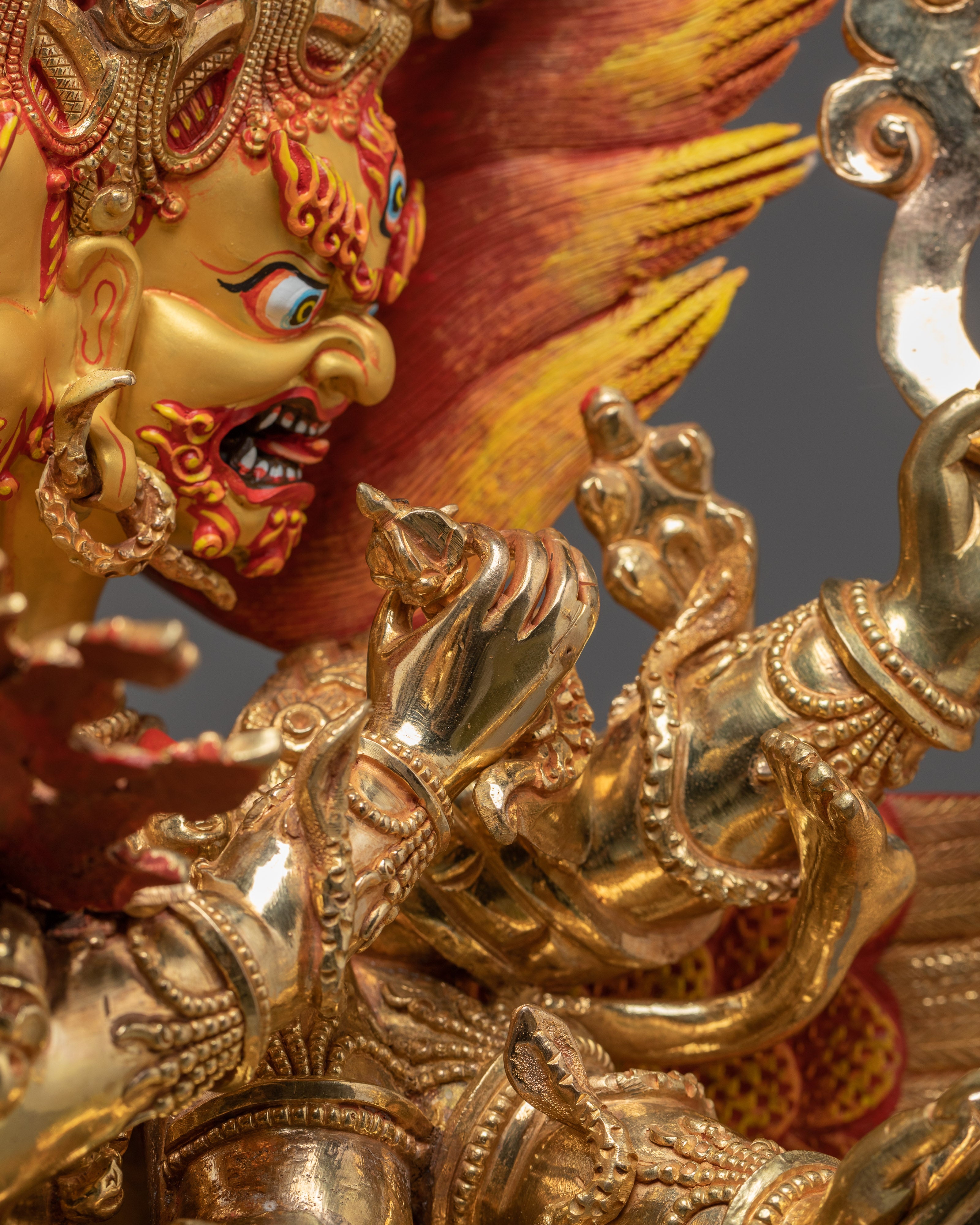 Handmade Vajrakilaya Statue 24K Gold-Gilded | Protector Copper Sculpture for Altar & Tibetan Practice