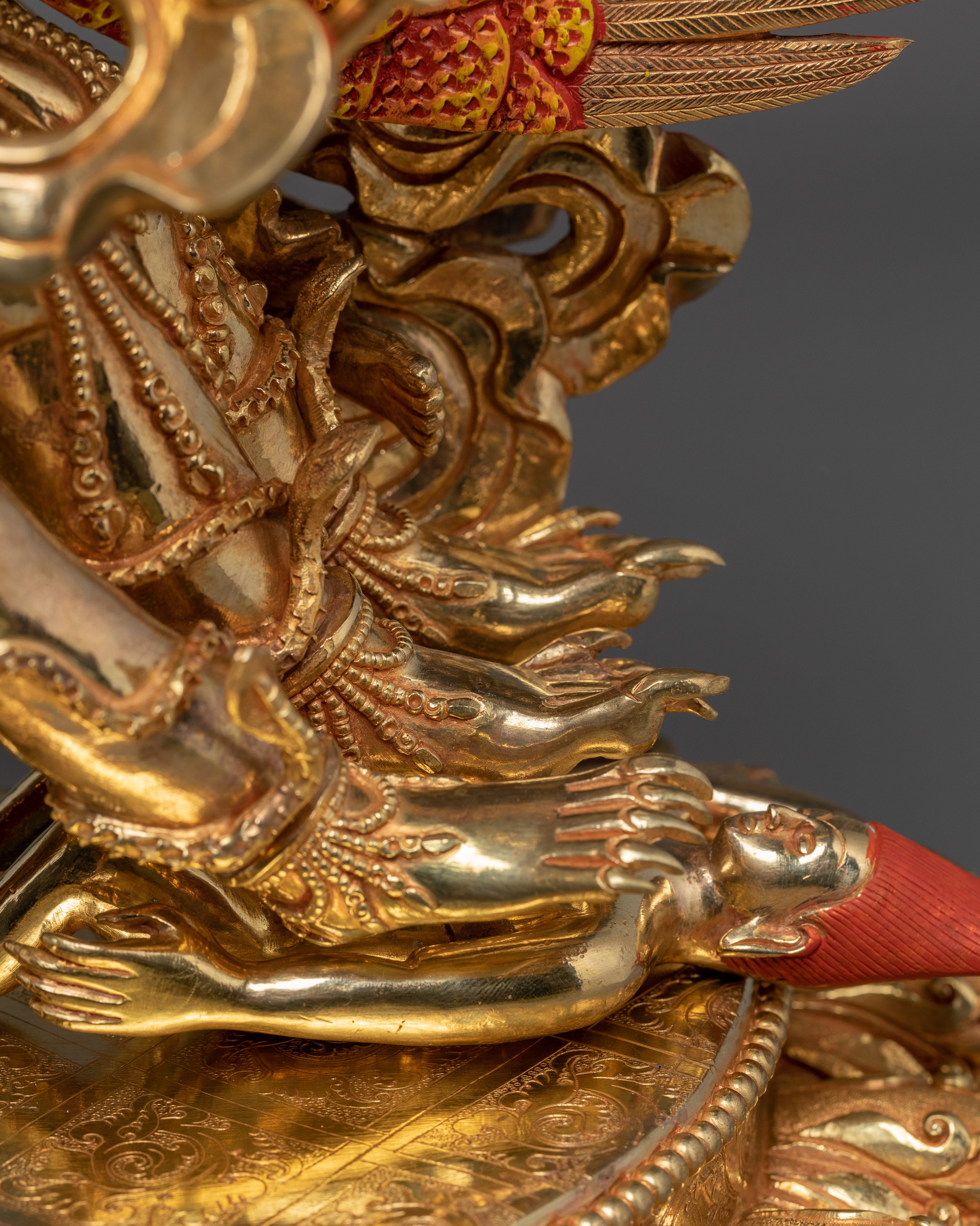 Handmade Vajrakilaya Statue 24K Gold-Gilded | Protector Copper Sculpture for Altar & Tibetan Practice