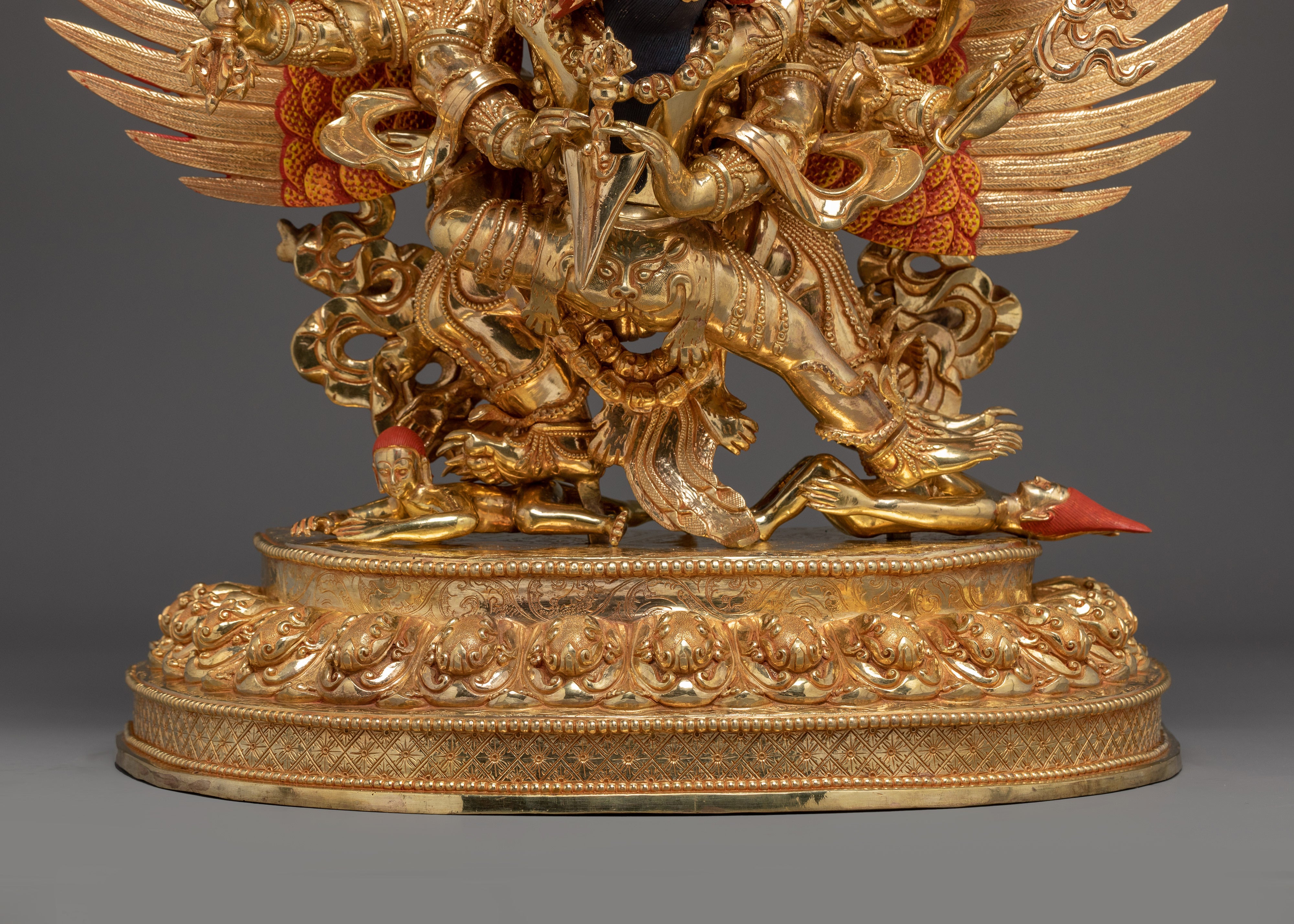 Handmade Vajrakilaya Statue 24K Gold-Gilded | Protector Copper Sculpture for Altar & Tibetan Practice