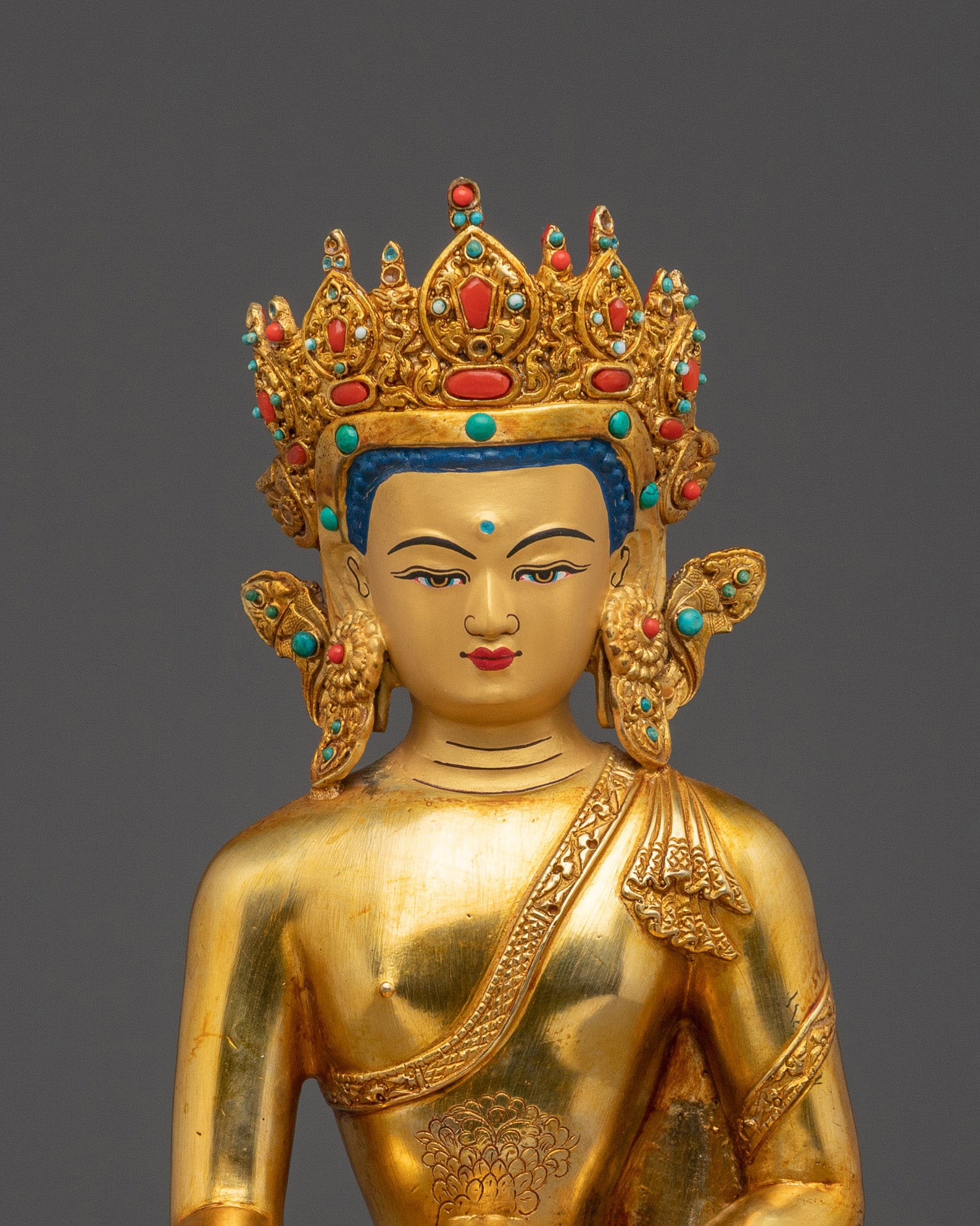 Shakyamuni Buddha statue in 24K Gold-Gilded | Buddhist Art for Altar