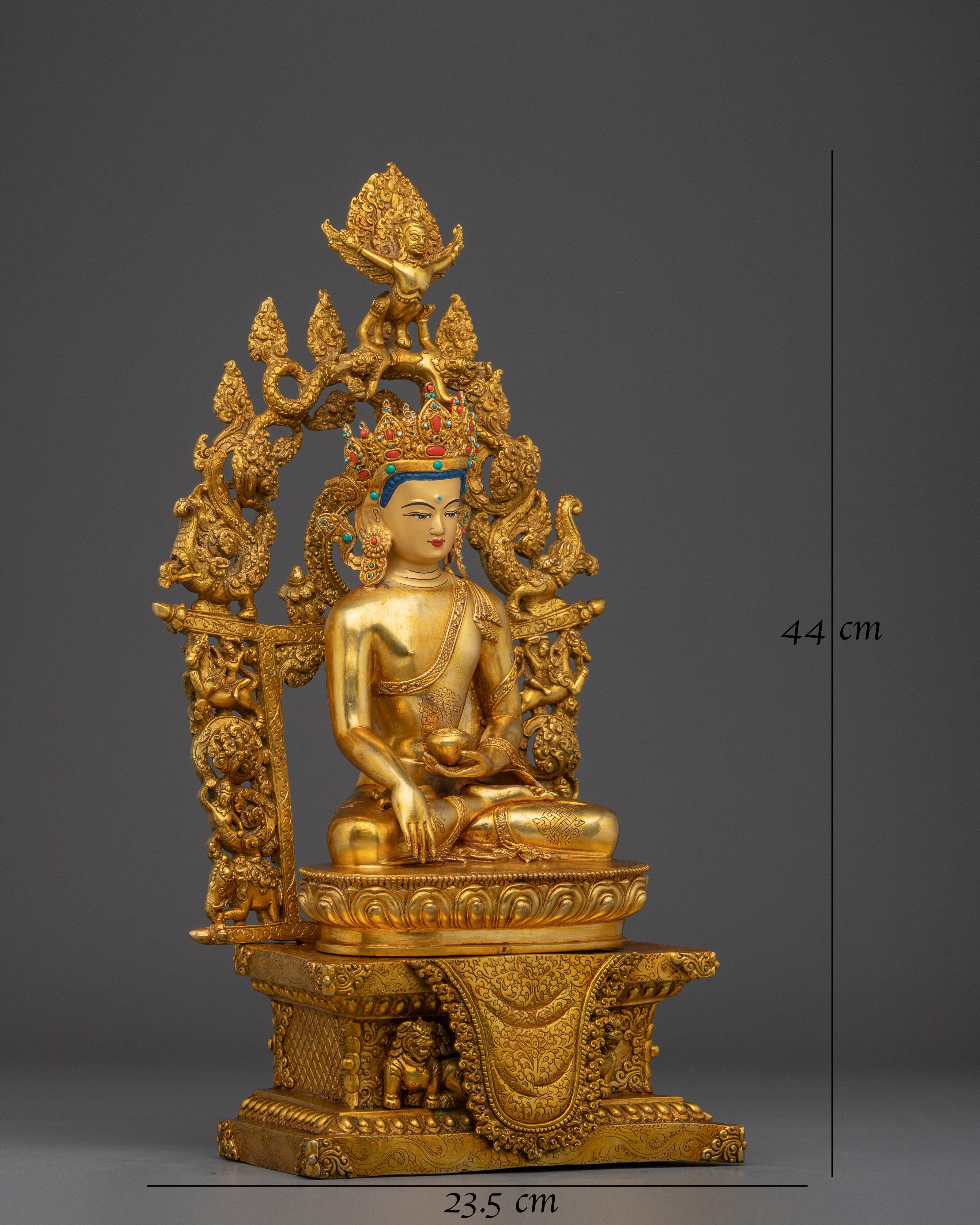 Golden Shakyamuni Buddha Statue with Throne