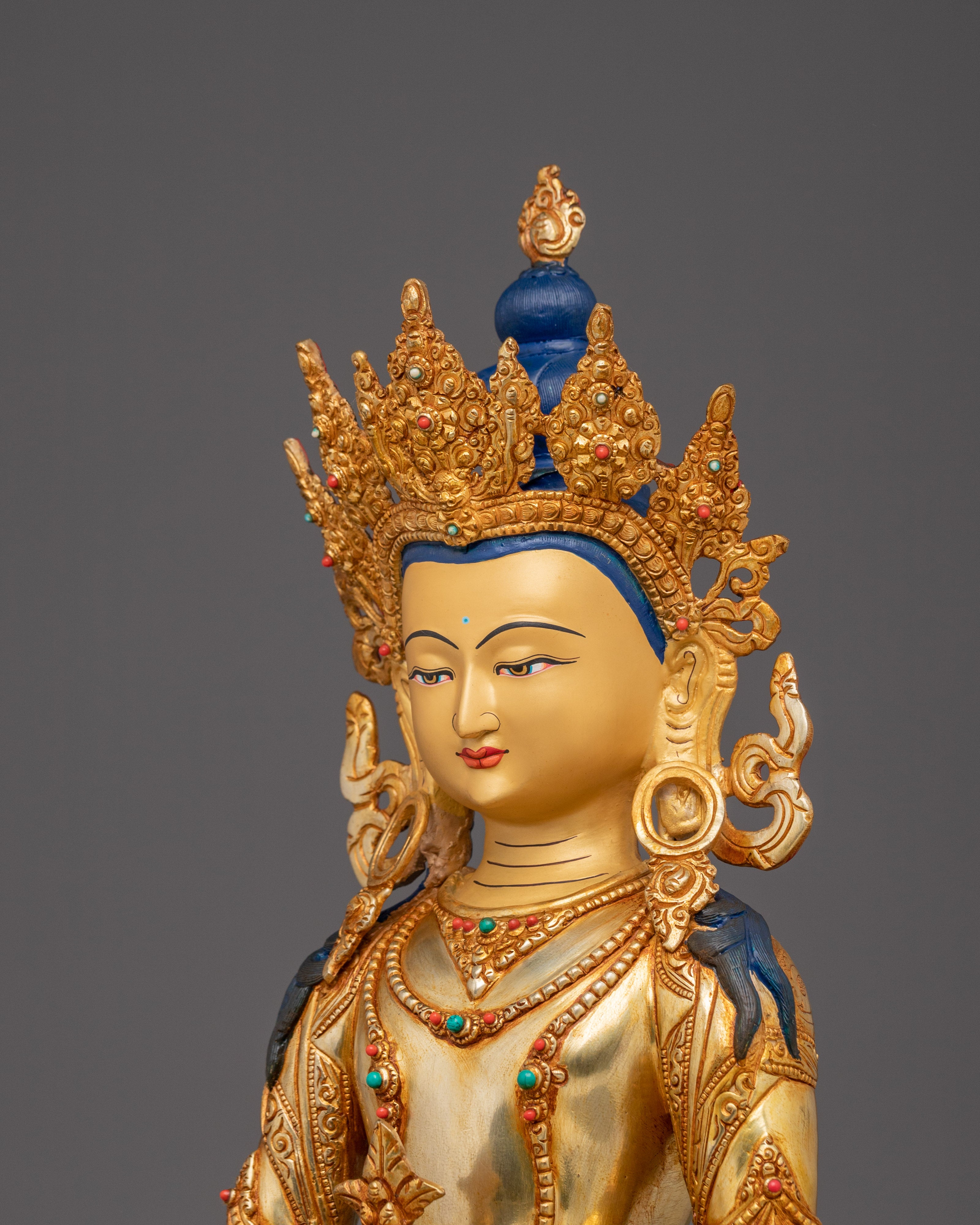 Amitayus Statue in 24K Gold Gilding | Perfect for your Altar or Sacred Space