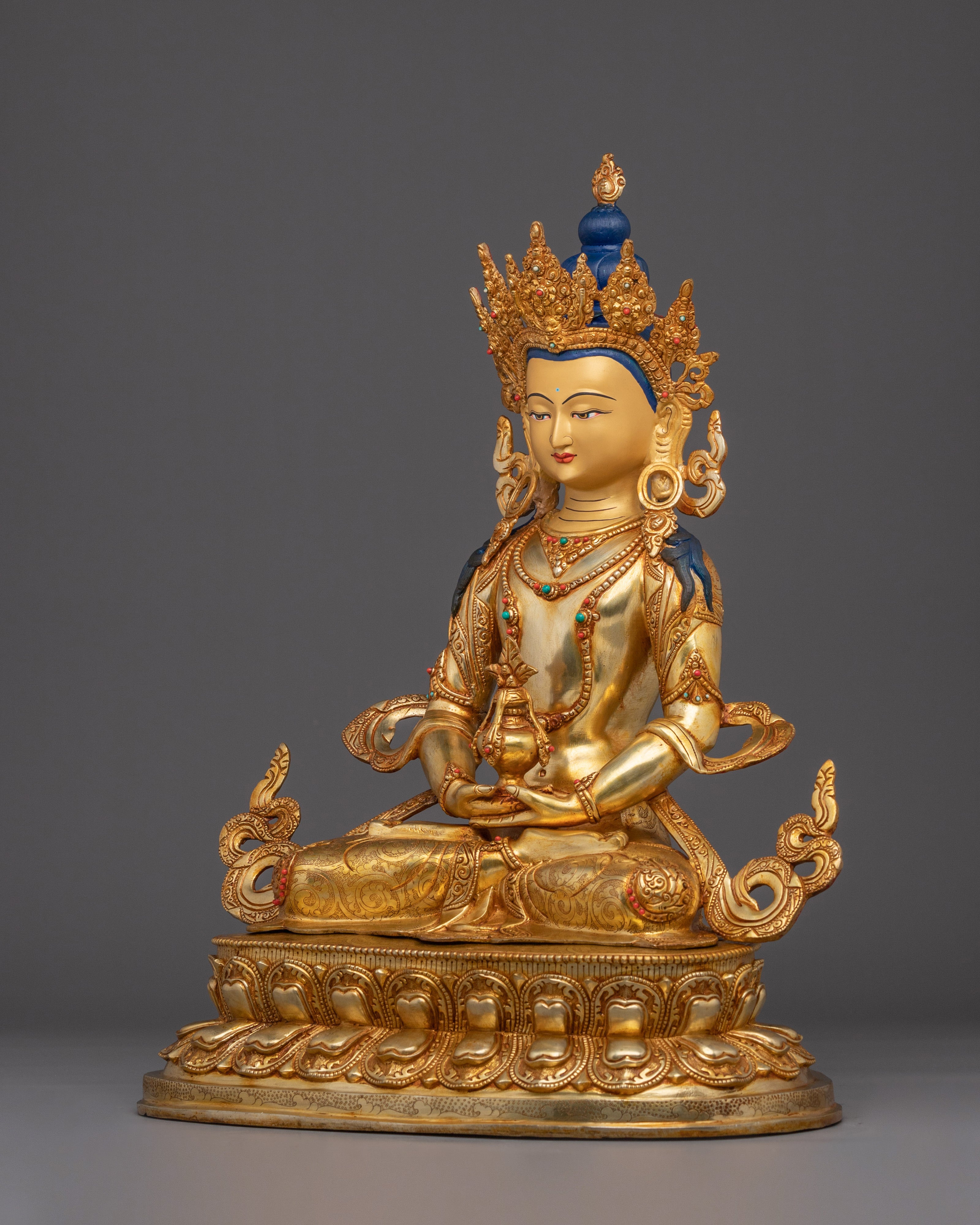 Amitayus Statue in 24K Gold Gilding | Perfect for your Altar or Sacred Space