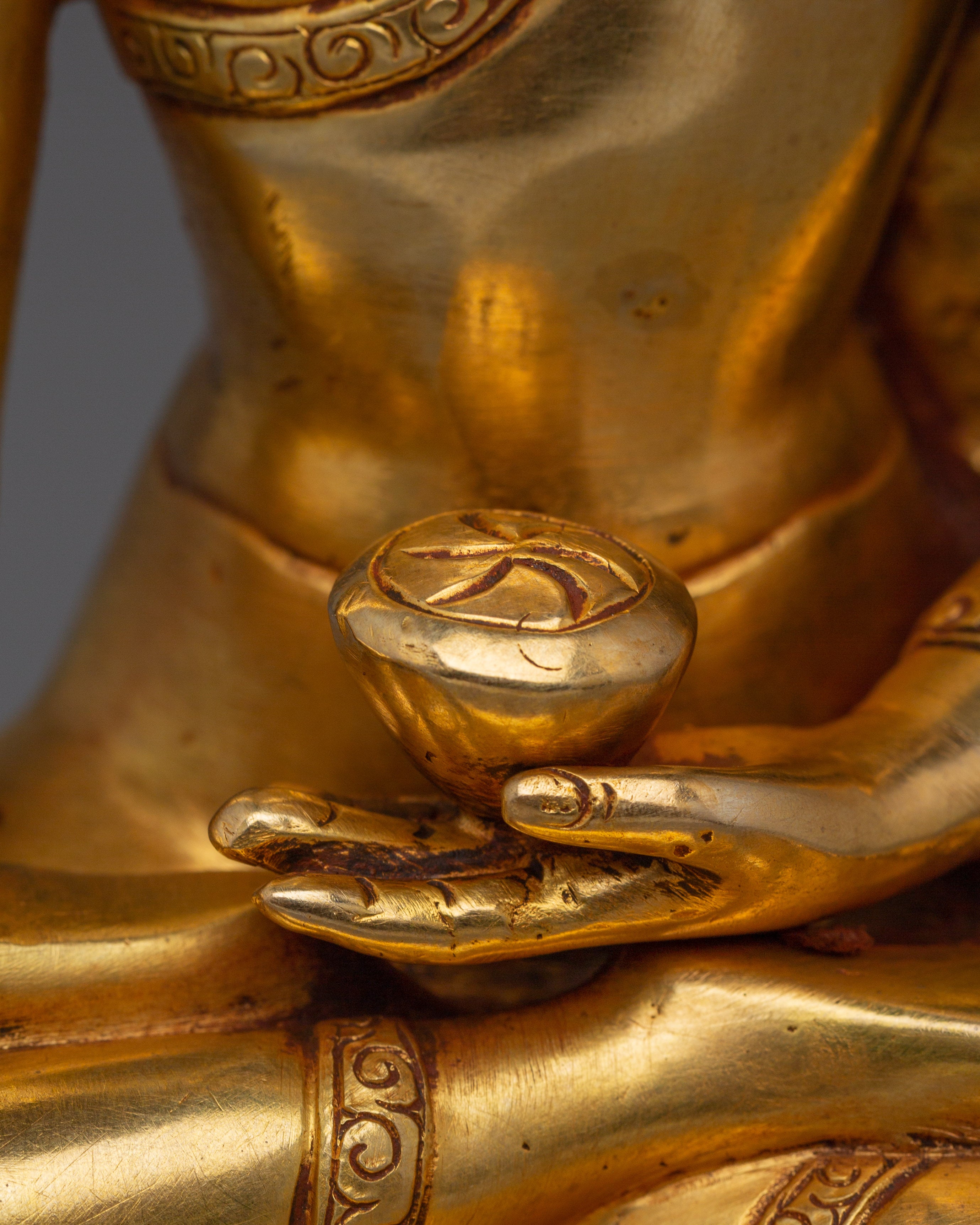 Tibetan Ratnasambhava Sculpture | Gold-Gilded Buddhist Icon