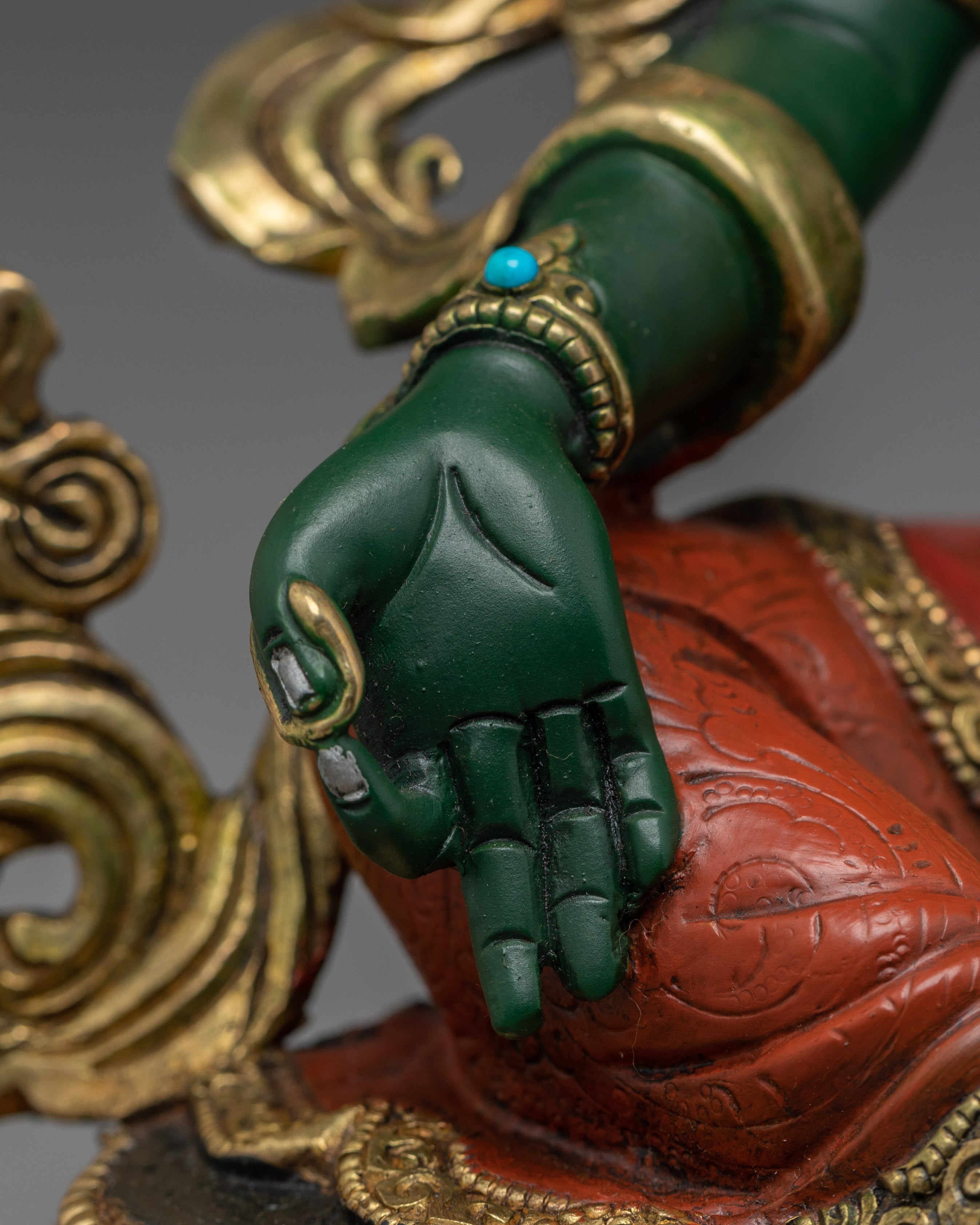 Colorful Green Tara, Compassion Deity Art | Himalayan Buddhist Statue
