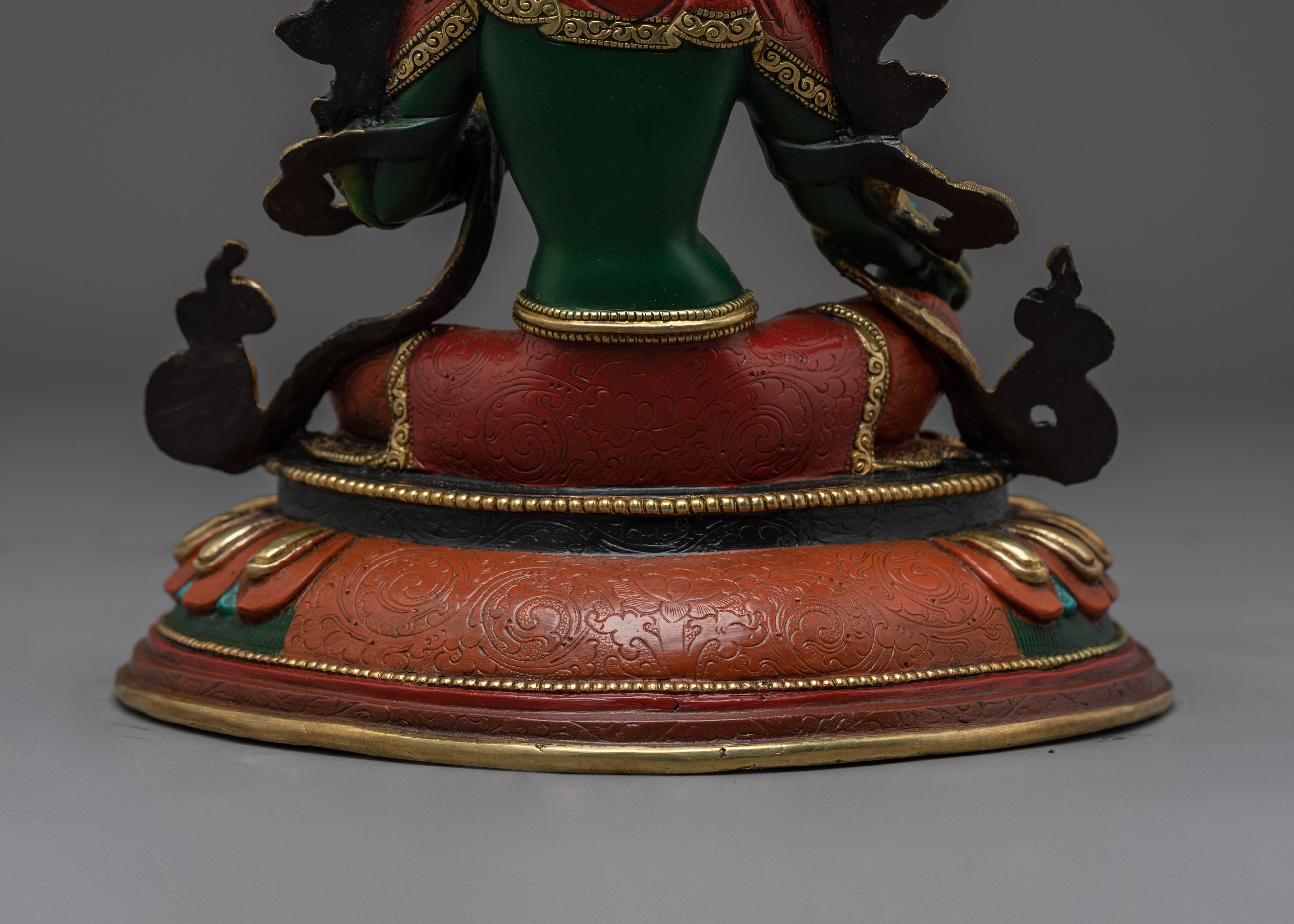 Colorful Green Tara, Compassion Deity Art | Himalayan Buddhist Statue