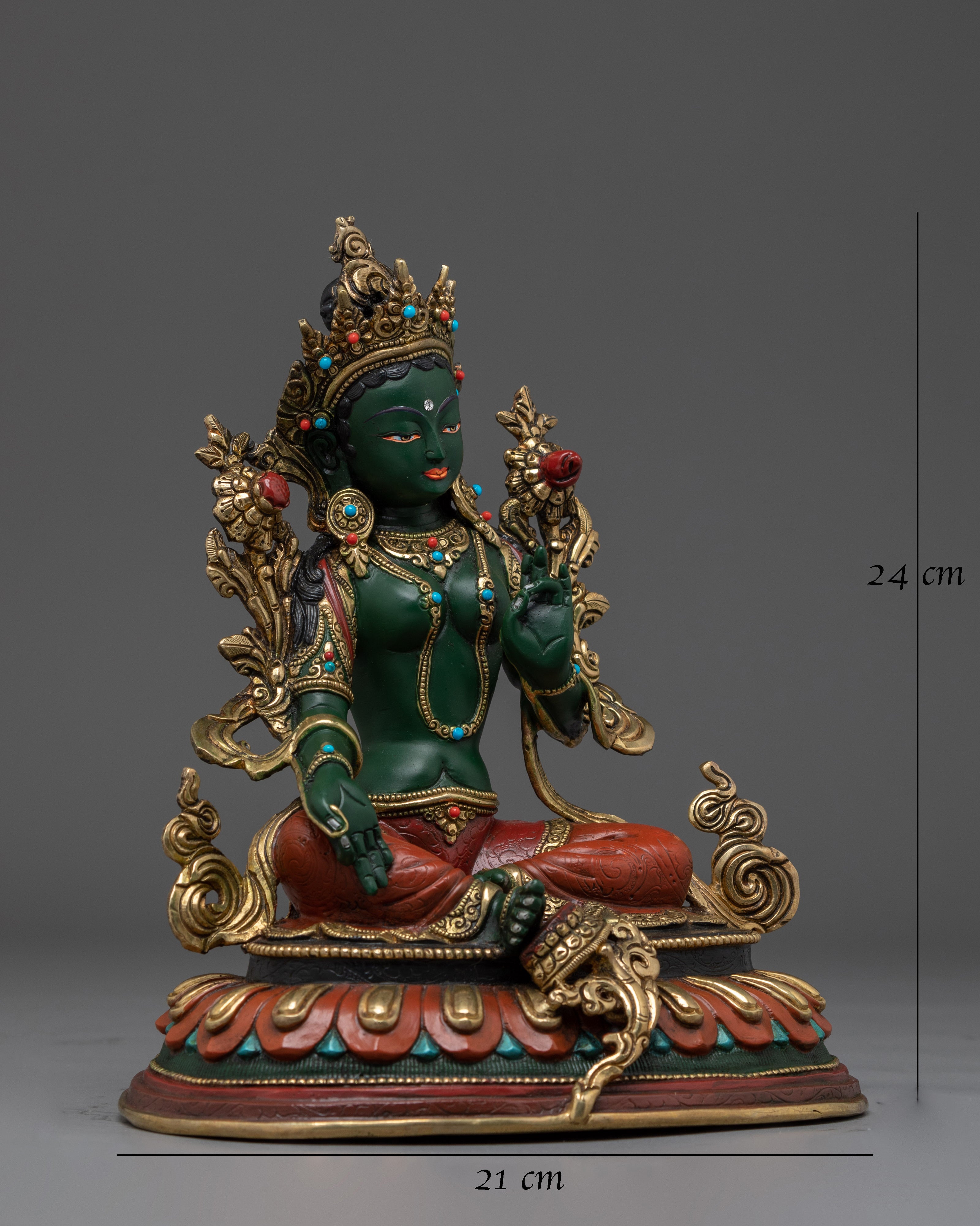 Colorful Green Tara, Compassion Deity Art