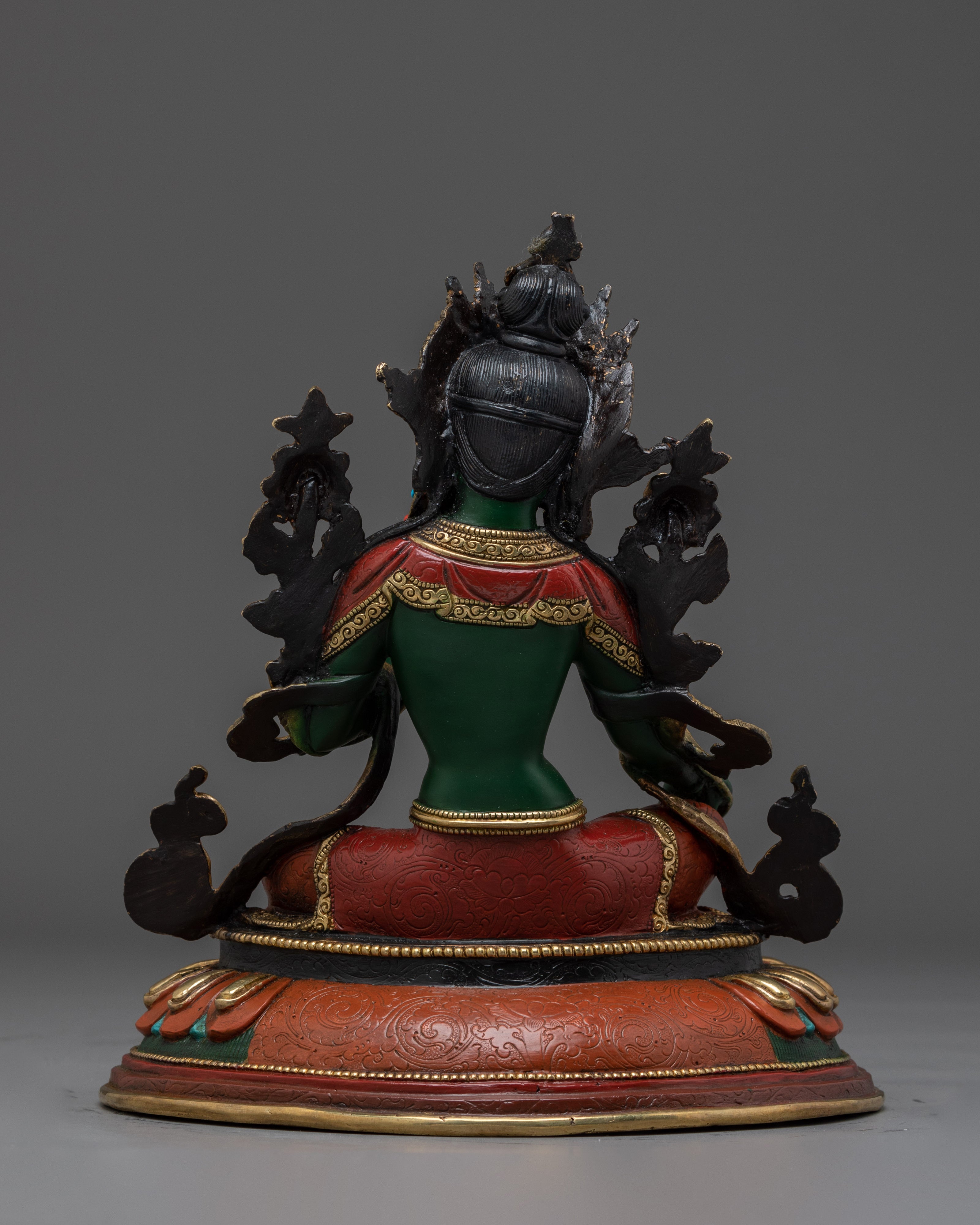 Colorful Green Tara, Compassion Deity Art | Himalayan Buddhist Statue
