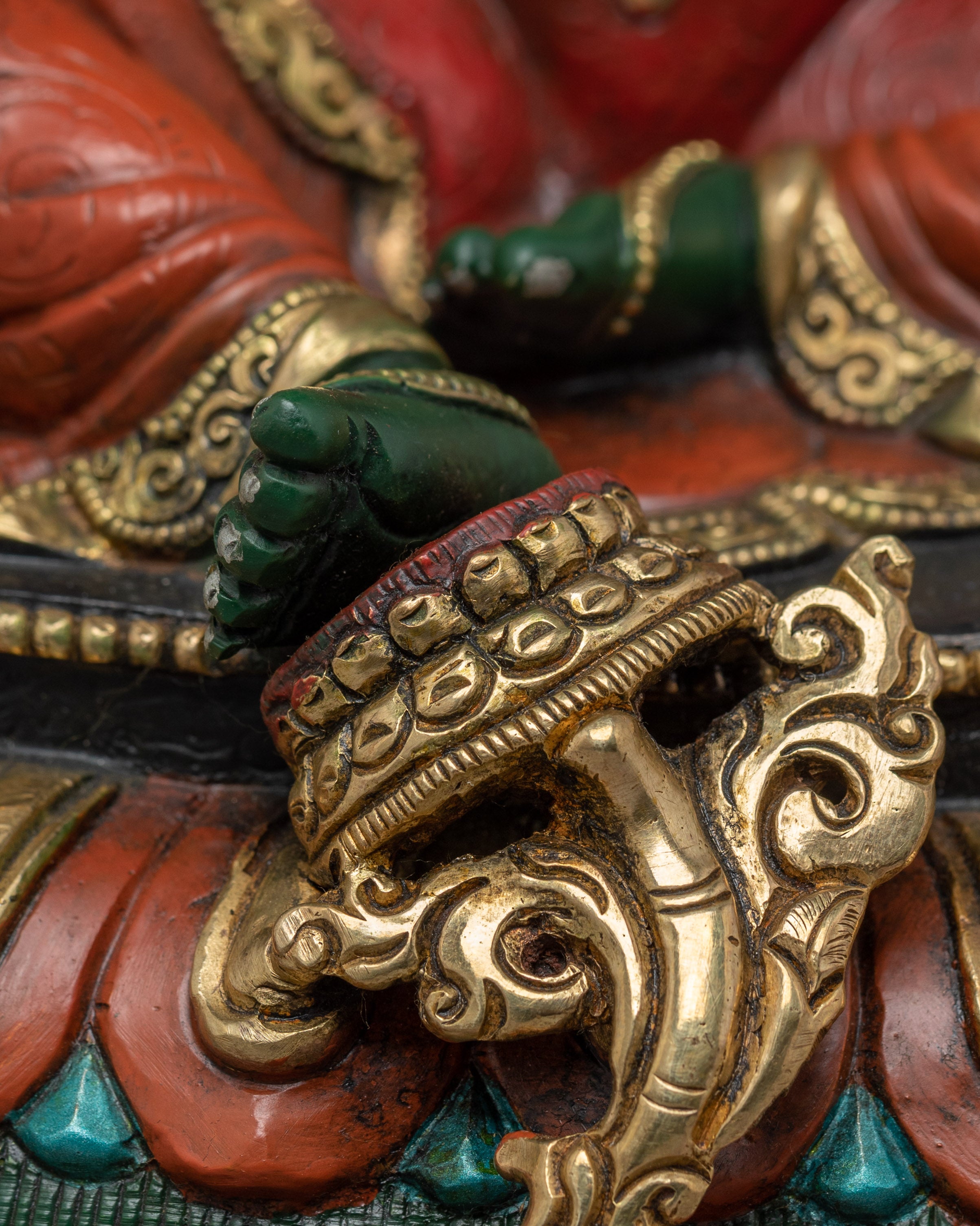 Colorful Green Tara, Compassion Deity Art | Himalayan Buddhist Statue