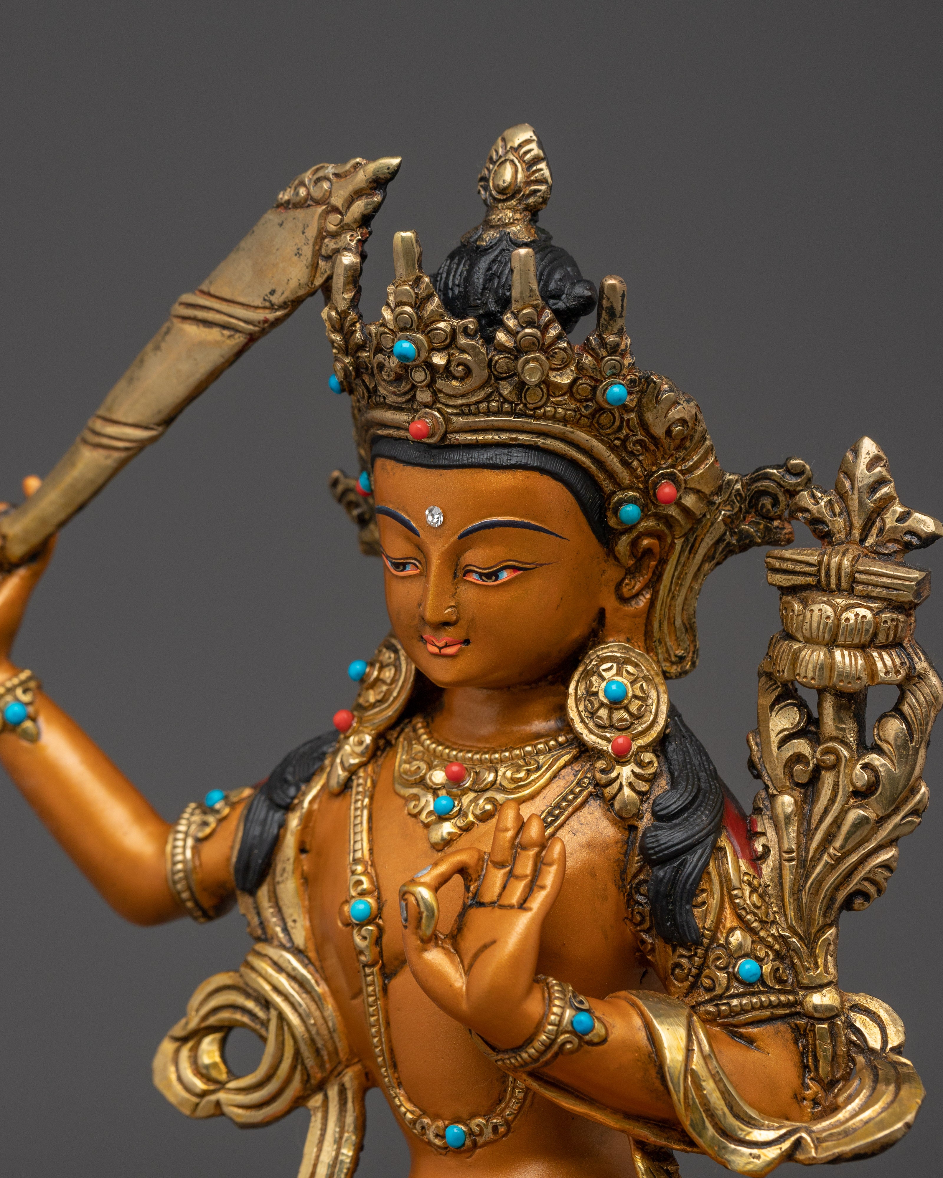 Handmade Radiant Manjushri Statue | Bodhisattva of Wisdom
