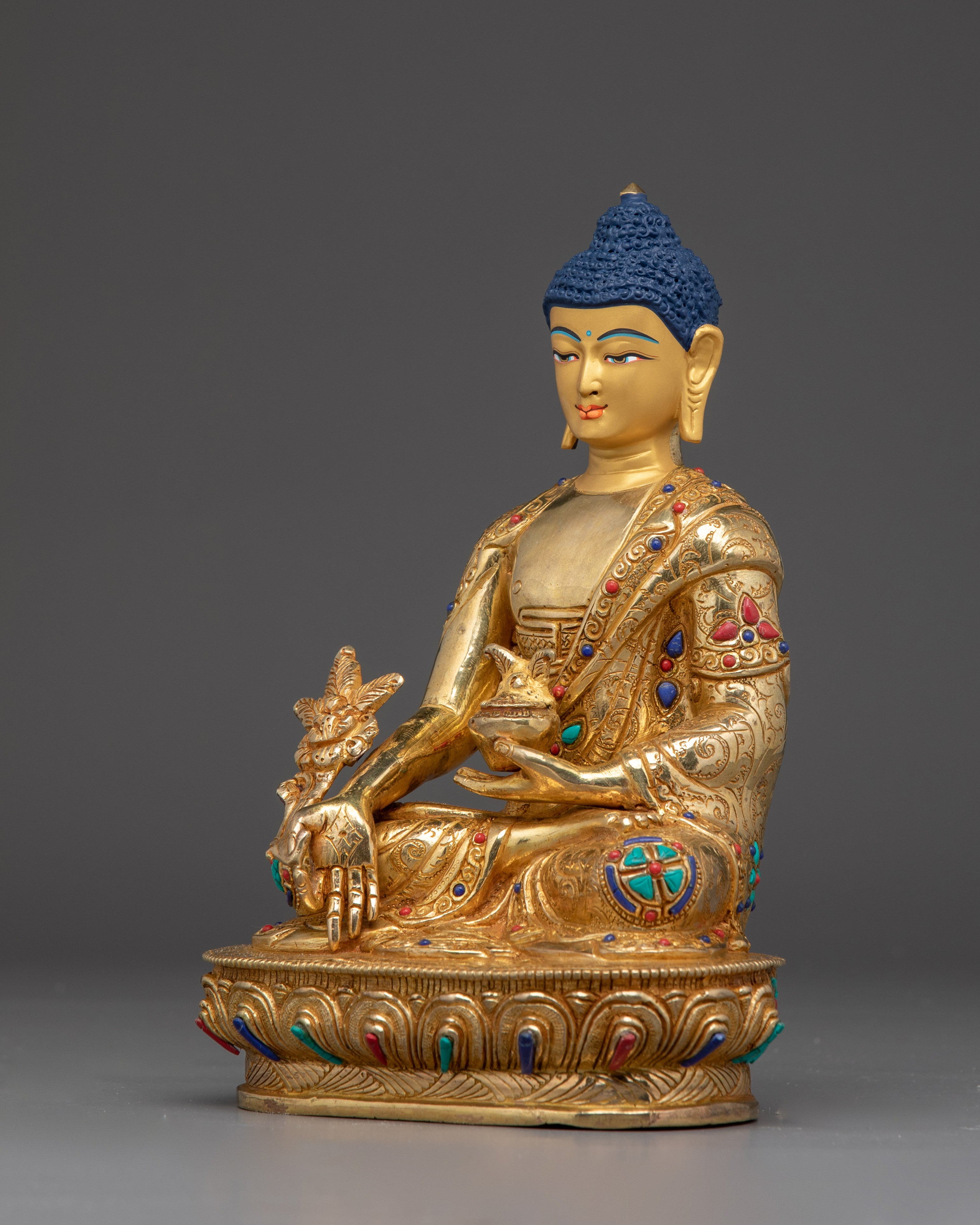 Serene Medicine Buddha Golden Sculpture | Handcrafted Symbol of Healing