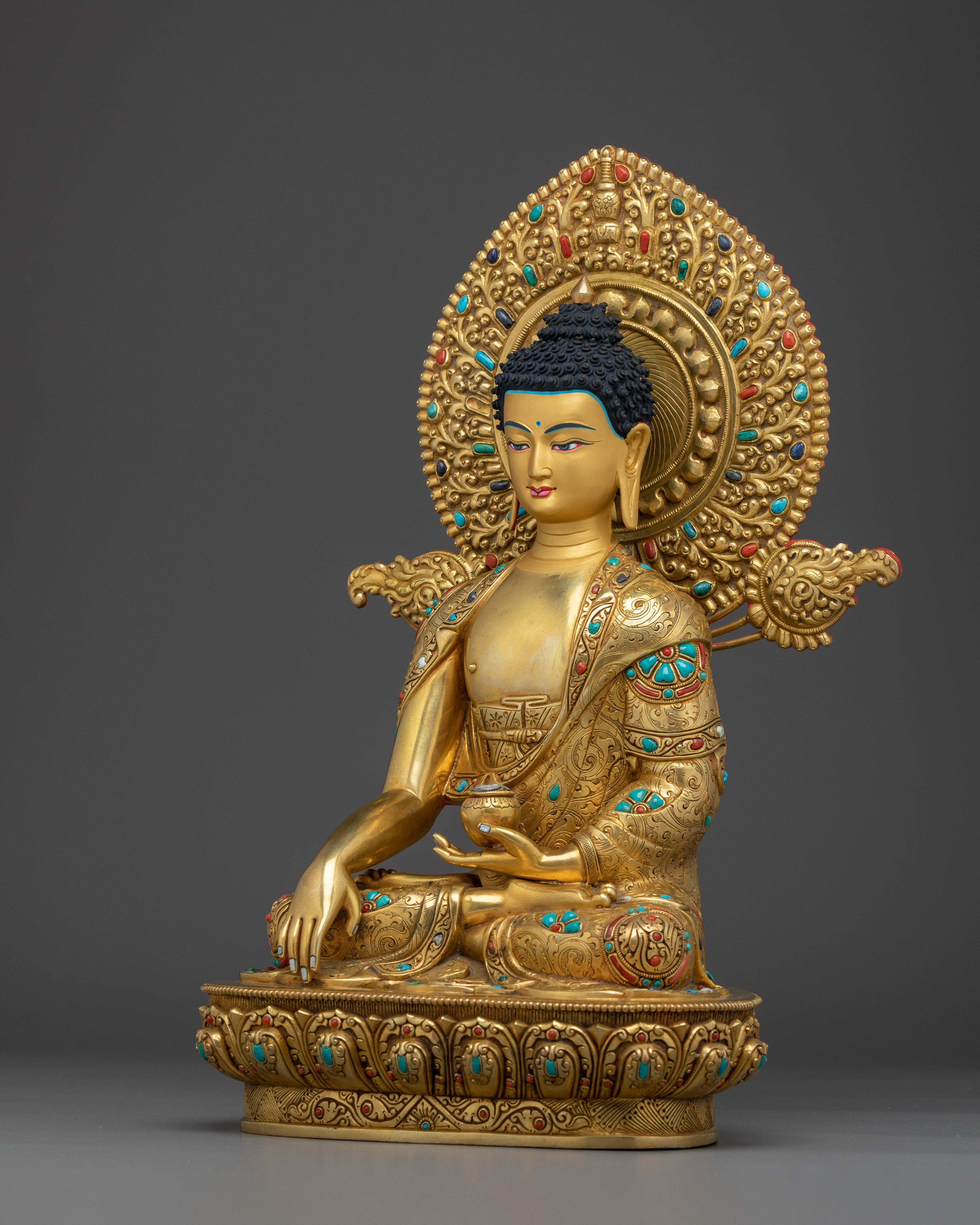 Handmade Golden Shakyamuni Buddha Sculpture | Historical Buddha