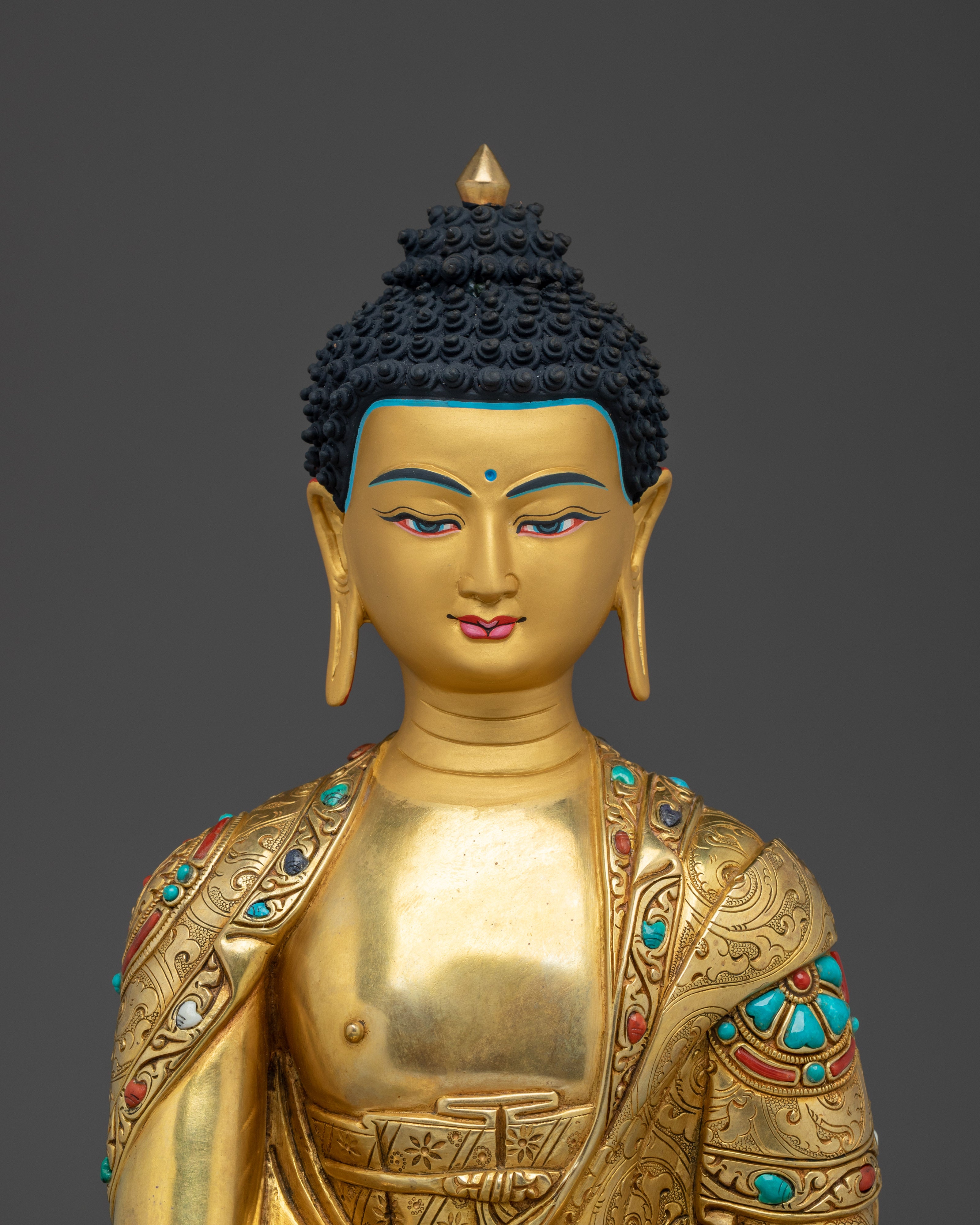Handmade Golden Shakyamuni Buddha Sculpture | Historical Buddha