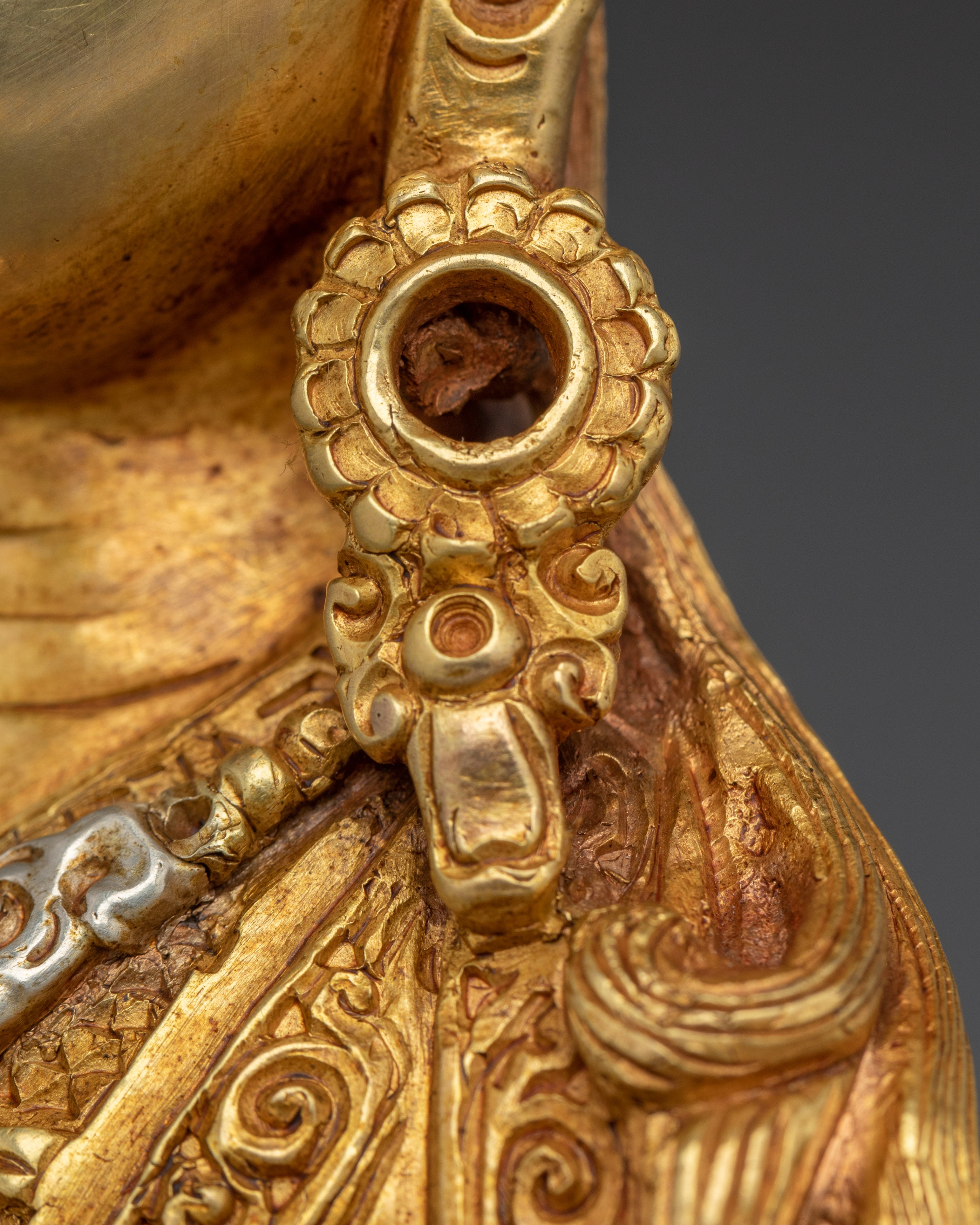 Guru Rinpoche Gold Gilded Copper Statue | Padmasambhava Deity for Meditation Space