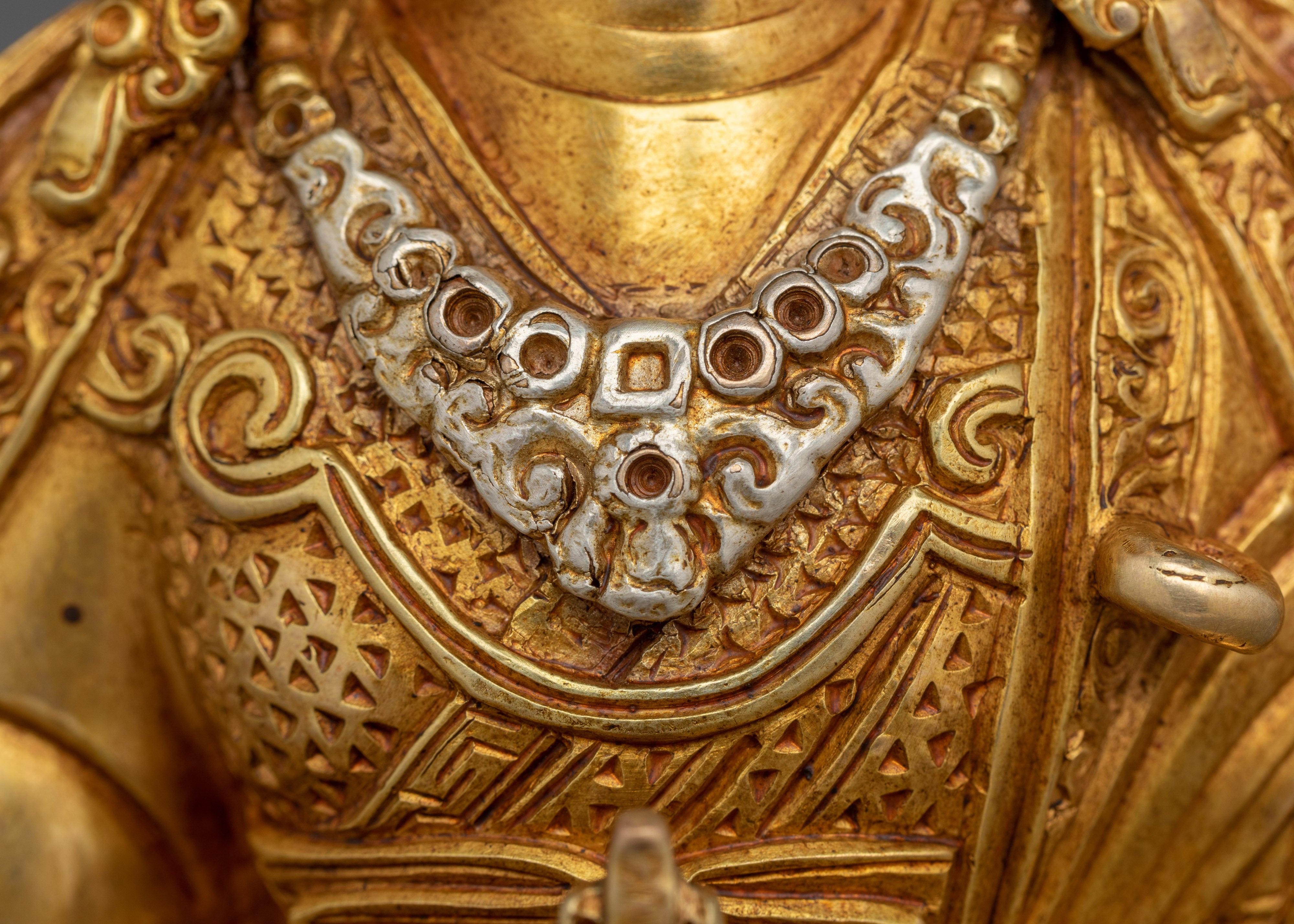 Guru Rinpoche Gold Gilded Copper Statue | Padmasambhava Deity for Meditation Space