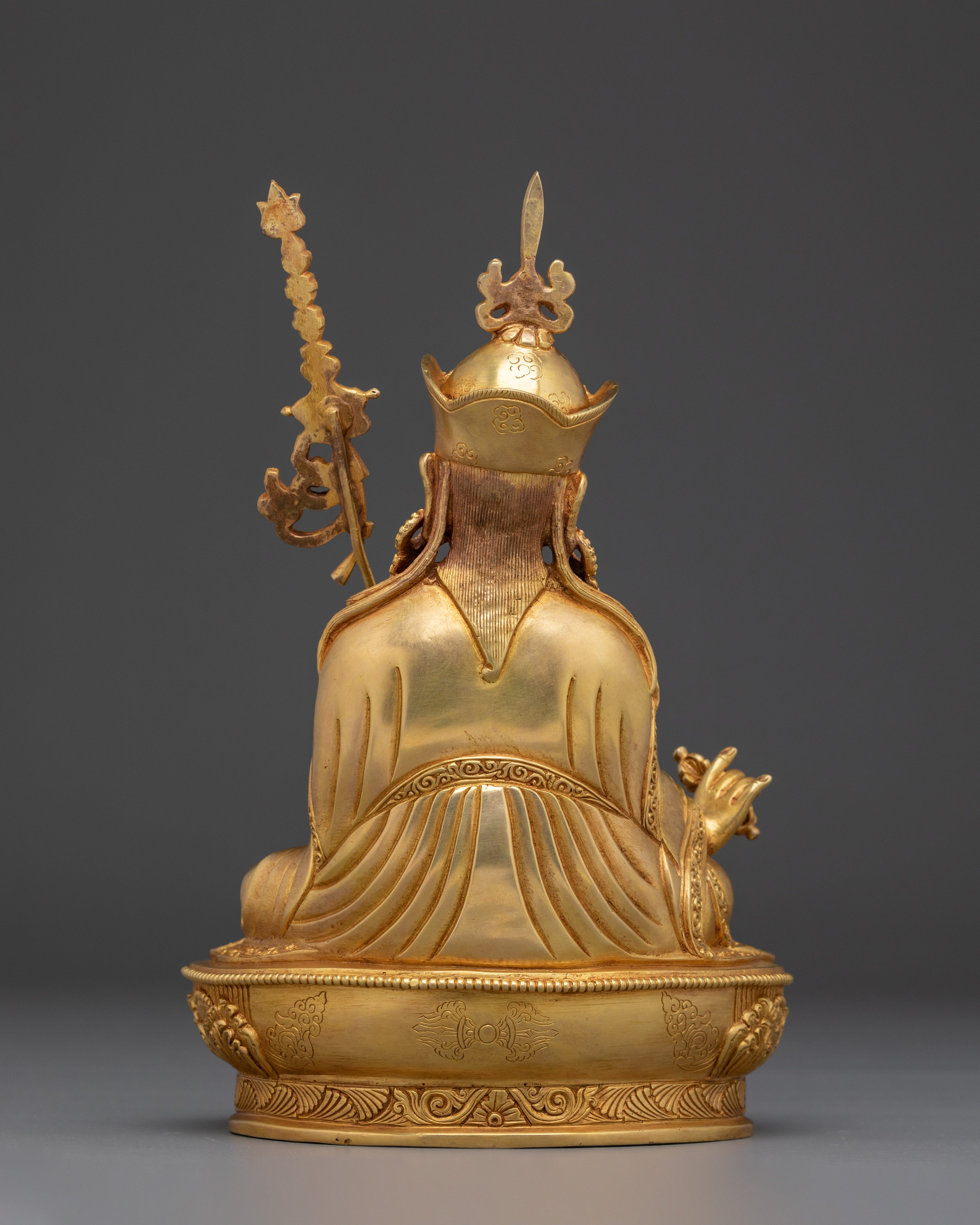 Guru Rinpoche Gold Gilded Copper Statue | Padmasambhava Deity for Meditation Space