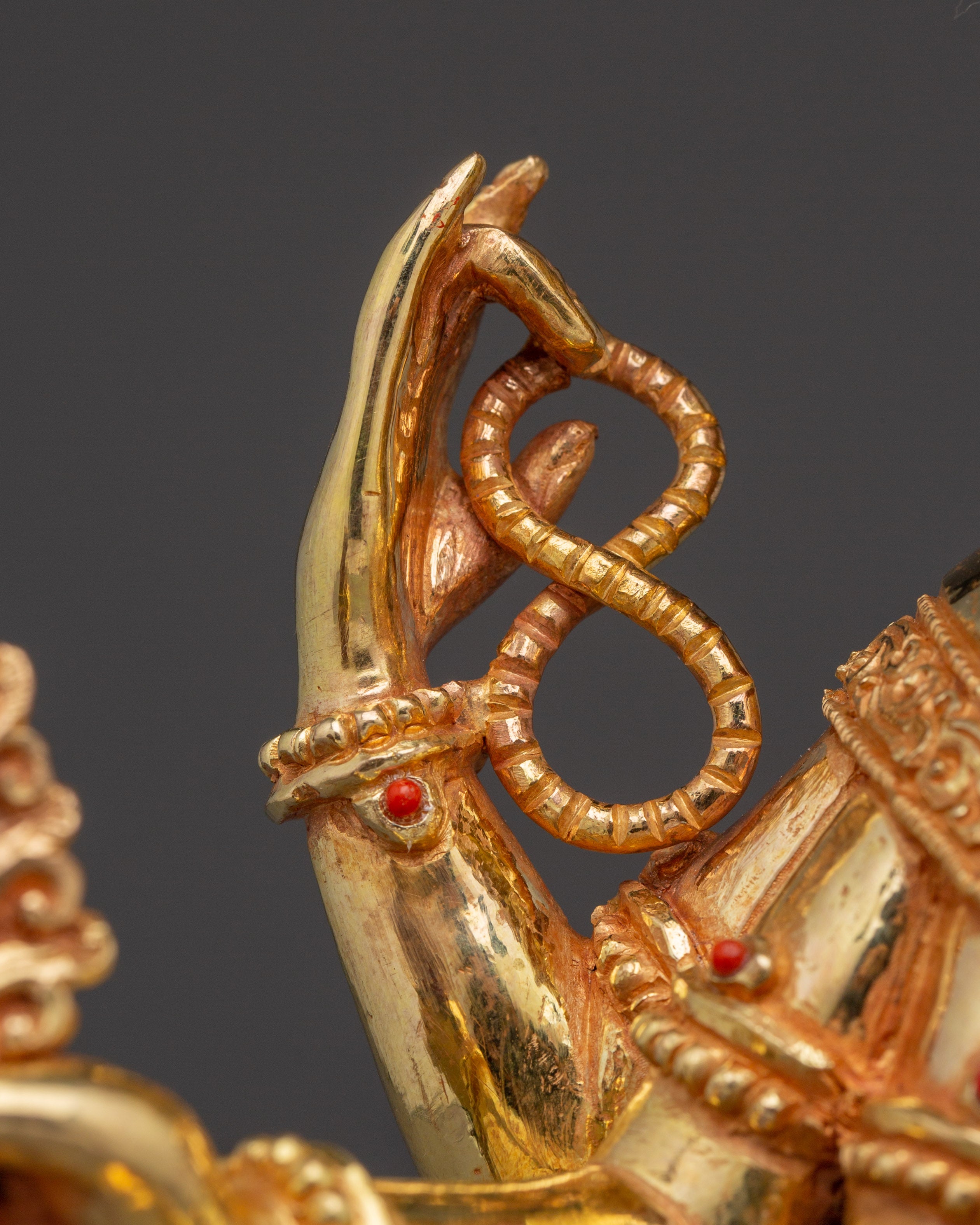 Gold-Gilded Vasudhara Statue with Gemstones | Buddhist Wealth Deity Statue for Spiritual Decor