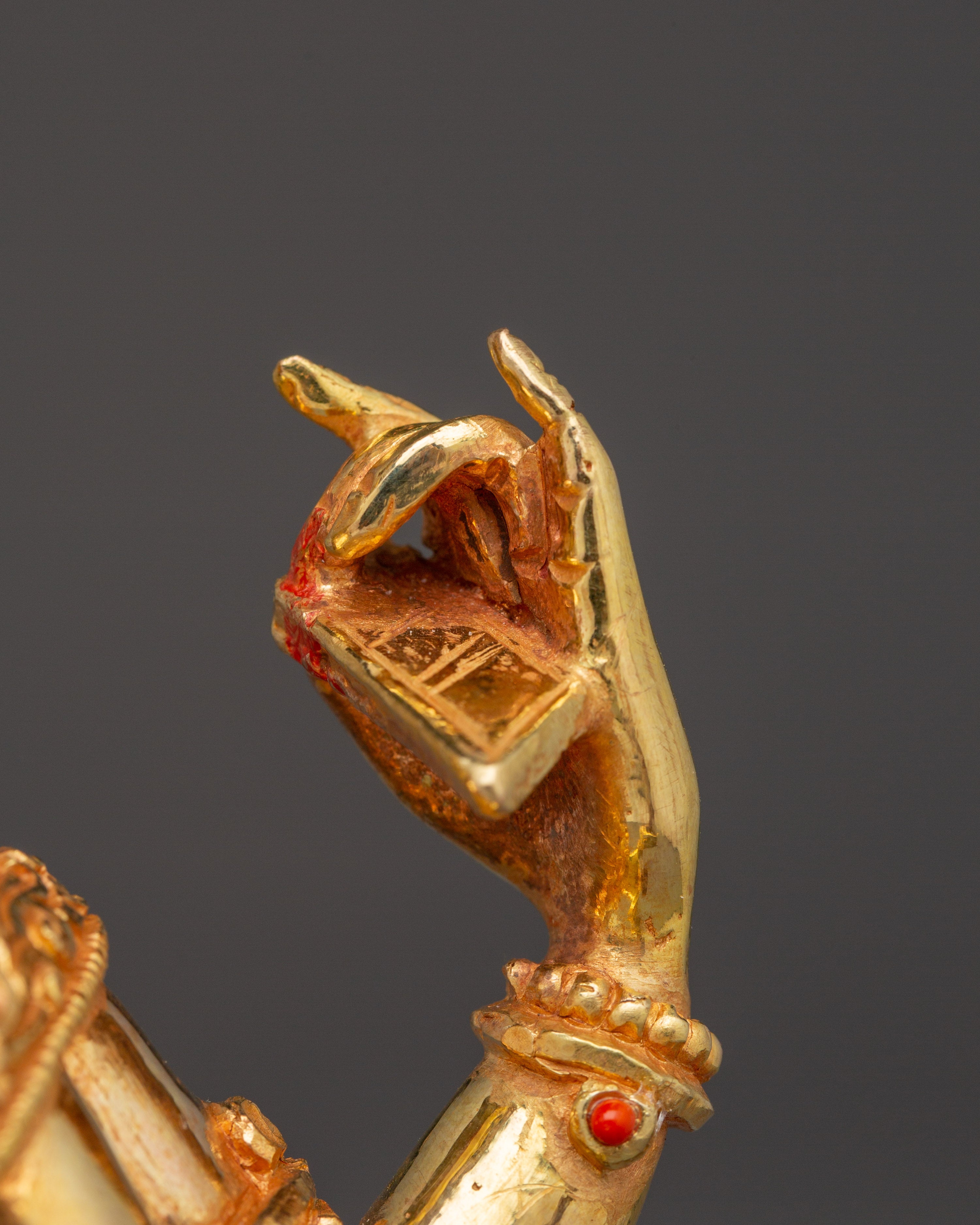 Gold-Gilded Vasudhara Statue with Gemstones | Buddhist Wealth Deity Statue for Spiritual Decor