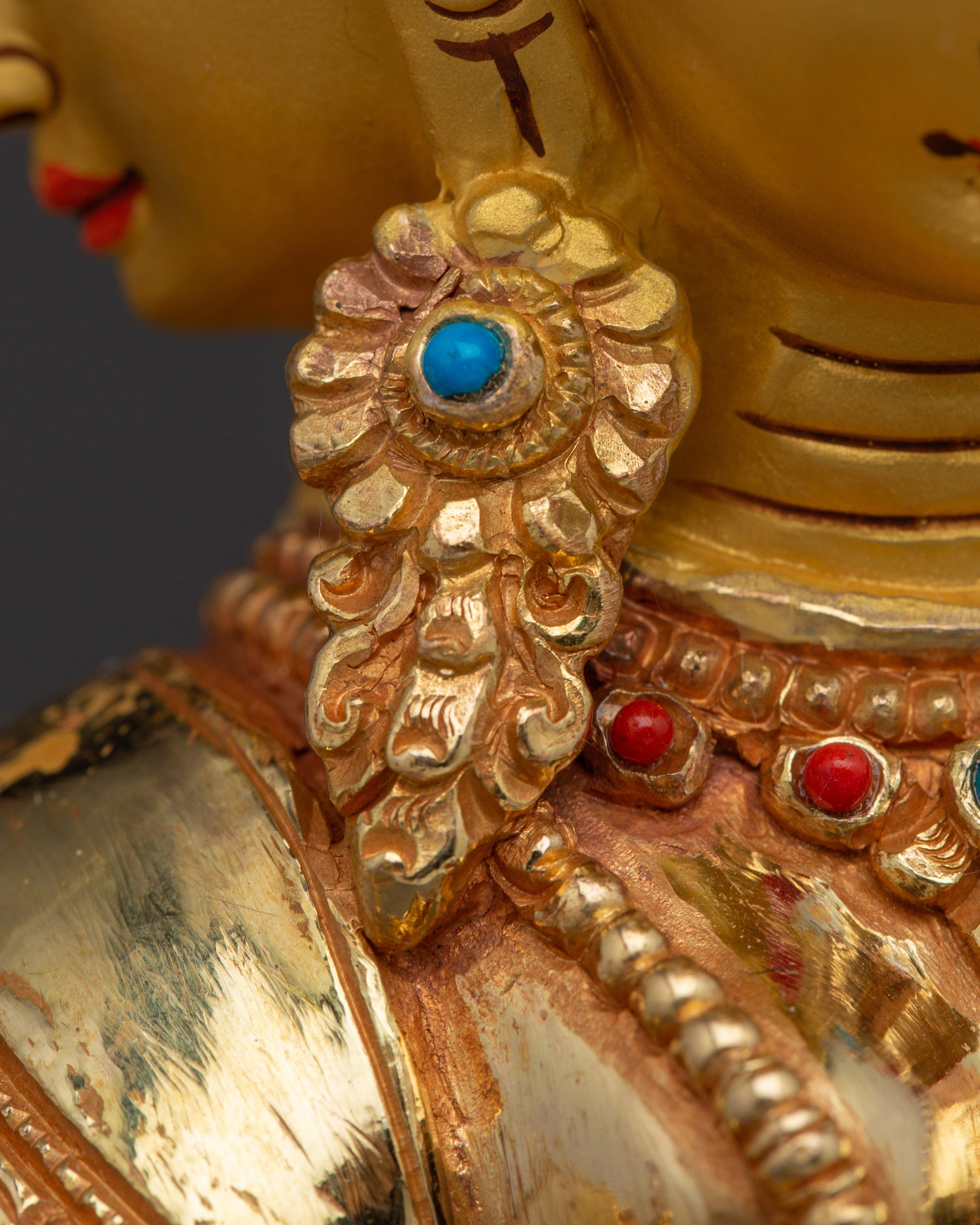 Gold-Gilded Vasudhara Statue with Gemstones | Buddhist Wealth Deity Statue for Spiritual Decor