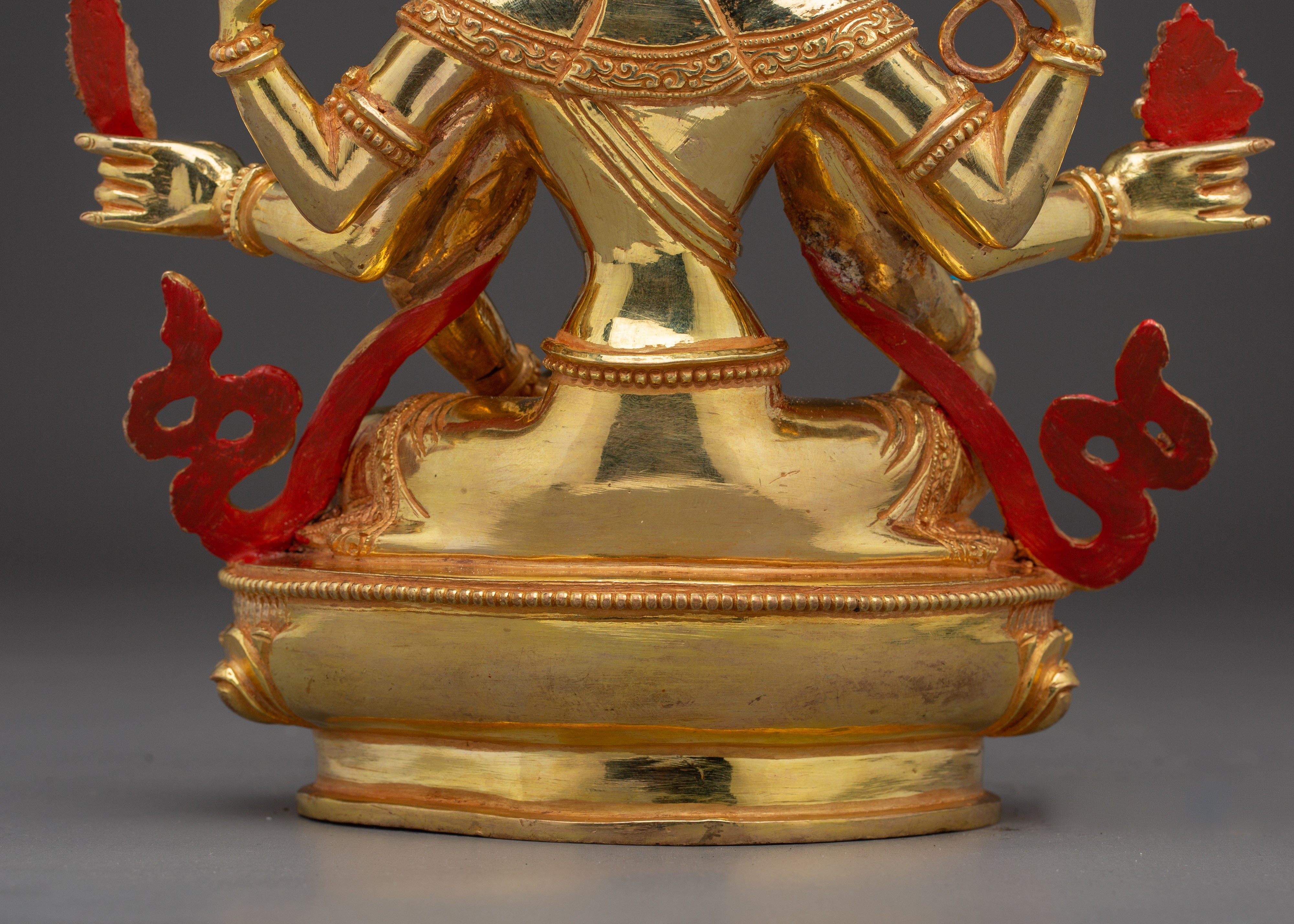 Gold-Gilded Vasudhara Statue with Gemstones | Buddhist Wealth Deity Statue for Spiritual Decor