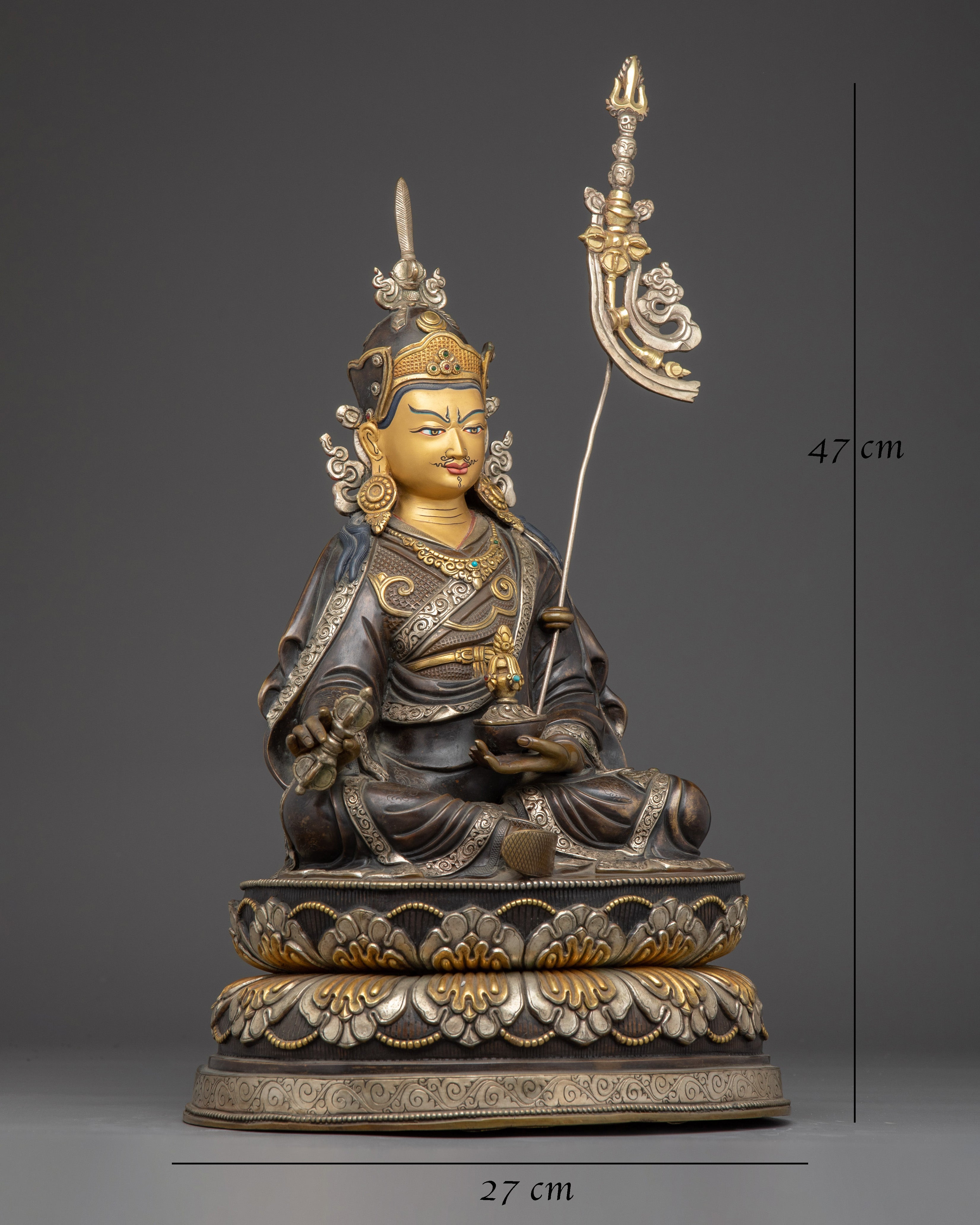 Guru Rinpoche Statue in Oxidized Copper