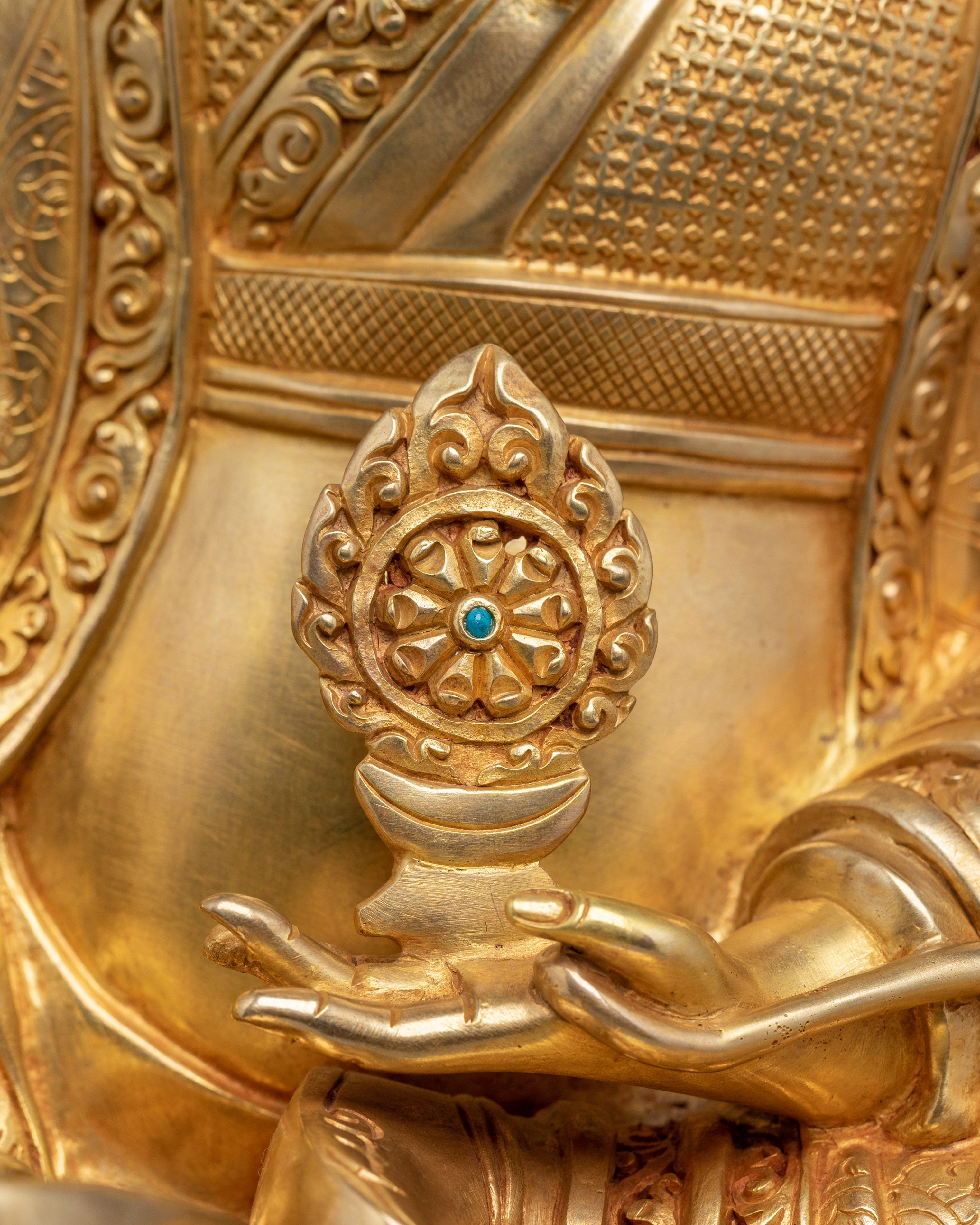 Trisong Detsen Statue in Gold-Gilded Copper | Handcrafted Buddhist Altar Decor