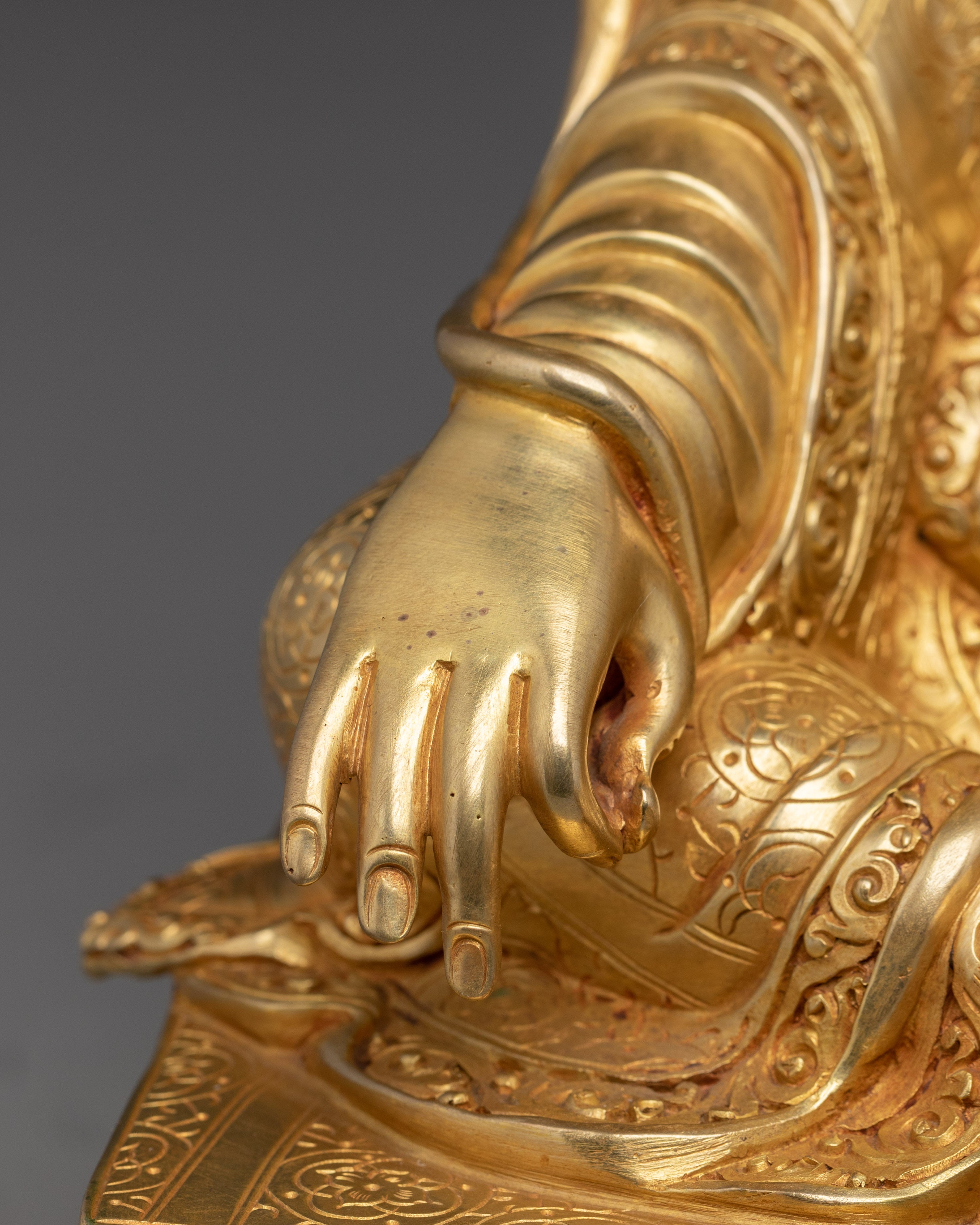 Trisong Detsen Statue in Gold-Gilded Copper | Handcrafted Buddhist Altar Decor