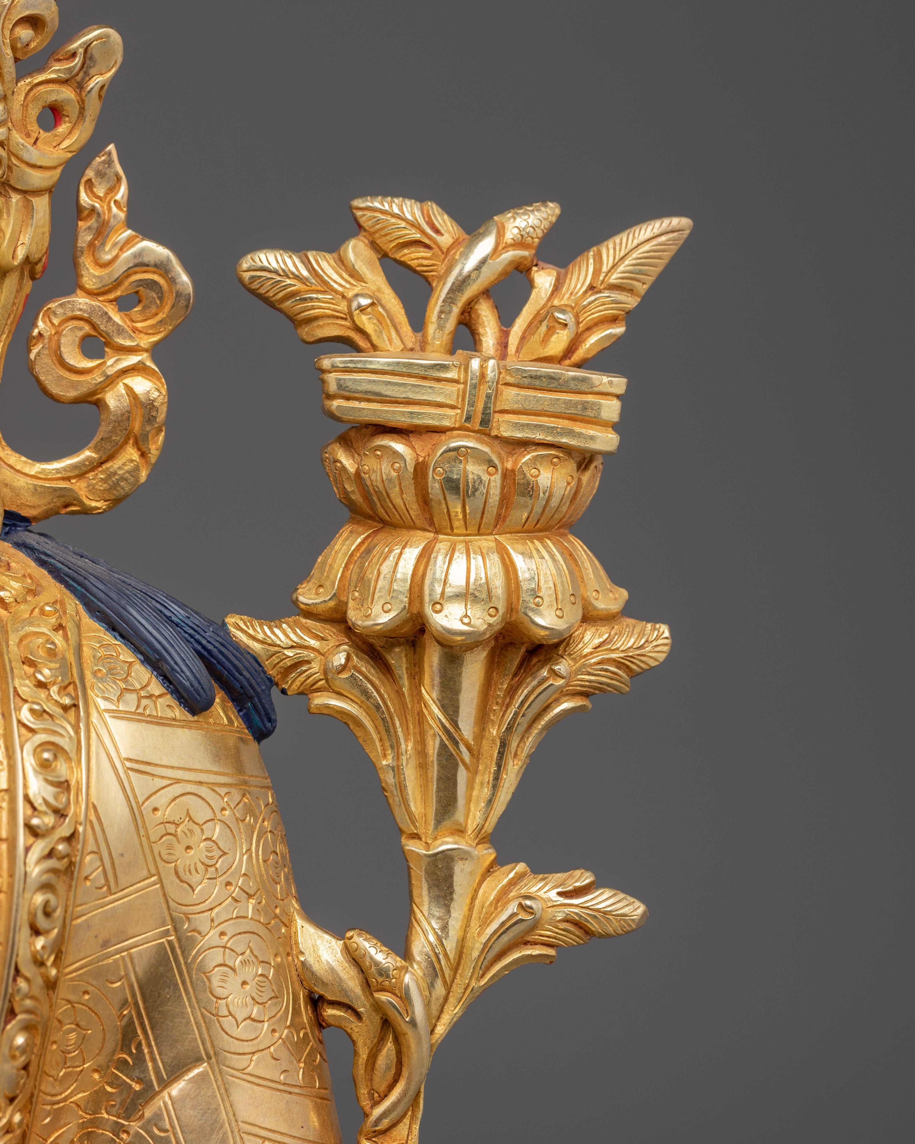 Trisong Detsen Statue in Gold-Gilded Copper | Handcrafted Buddhist Altar Decor