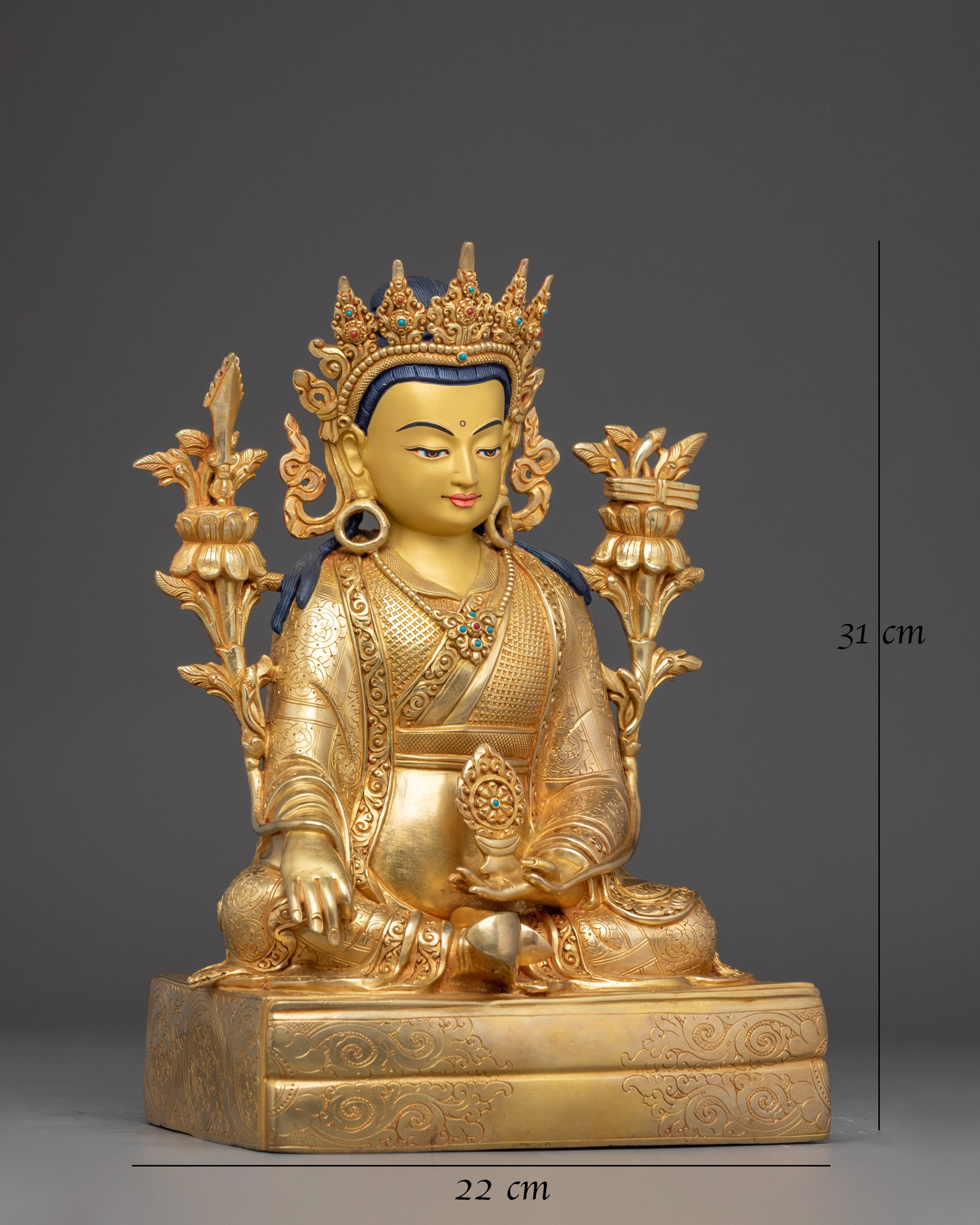 Trisong Detsen Statue in Gold-Gilded Copper