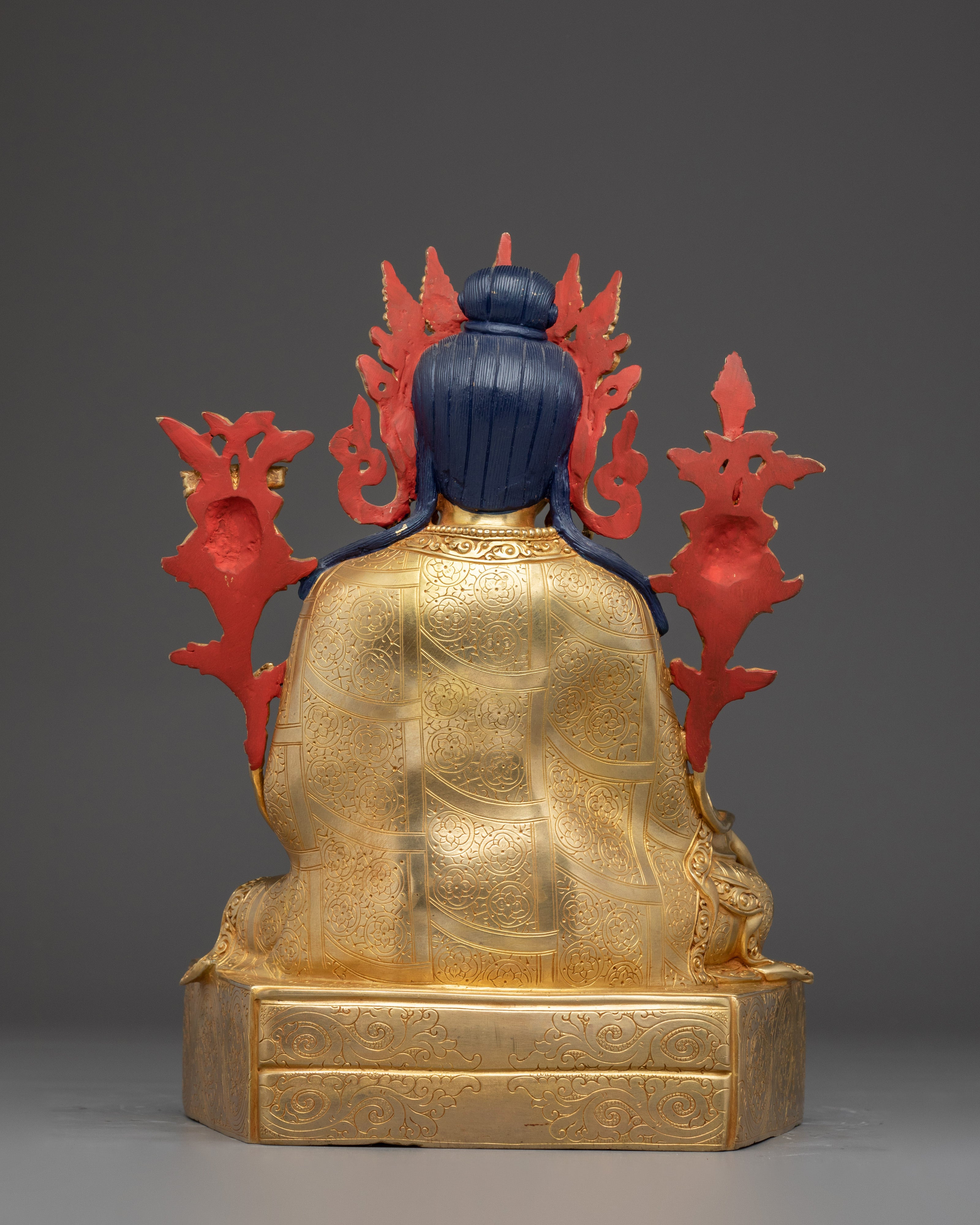 Trisong Detsen Statue in Gold-Gilded Copper | Handcrafted Buddhist Altar Decor