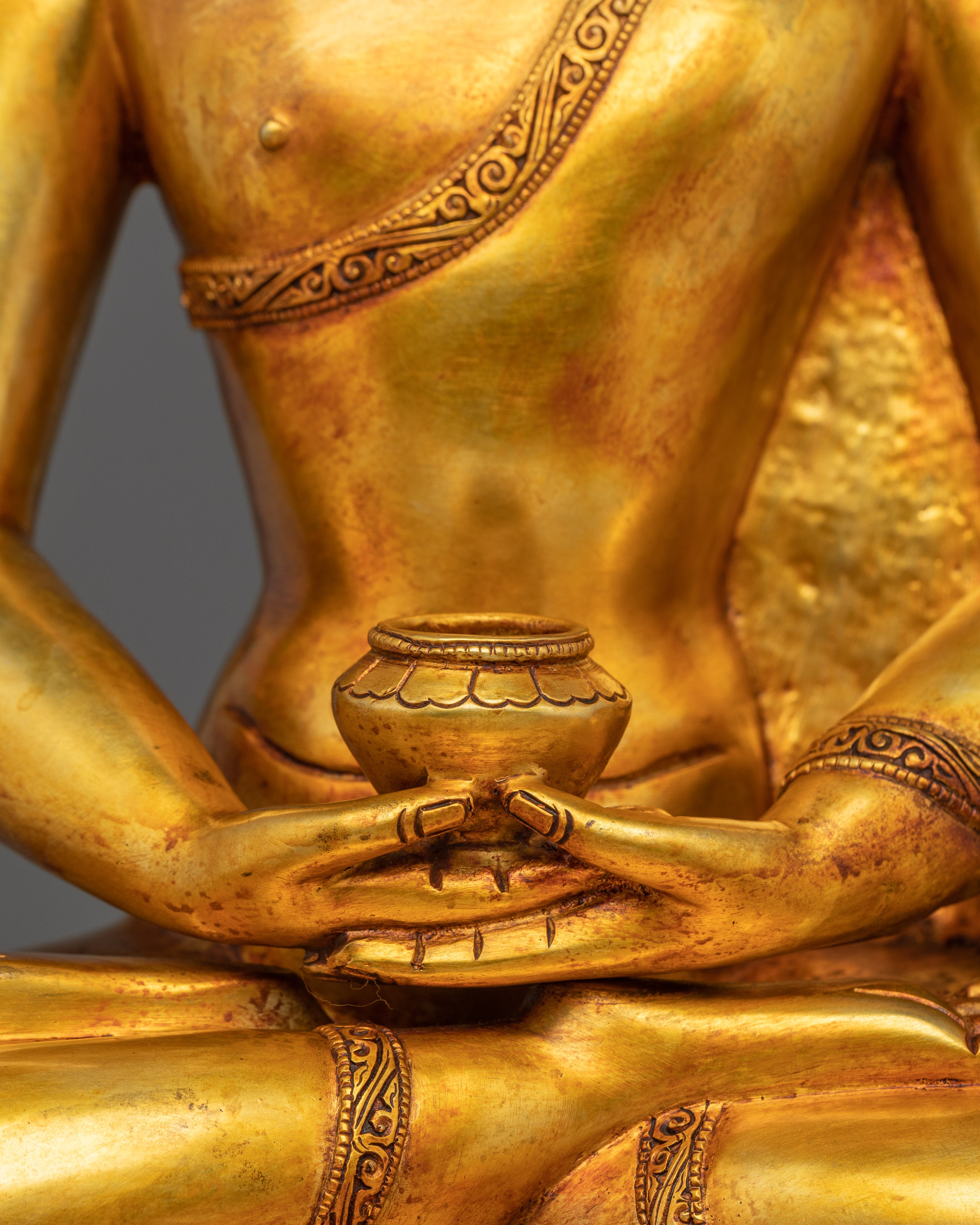 Amitabha Buddha, Gold Gilded Figure | Handmade Nepali Statue for Spiritual Decor