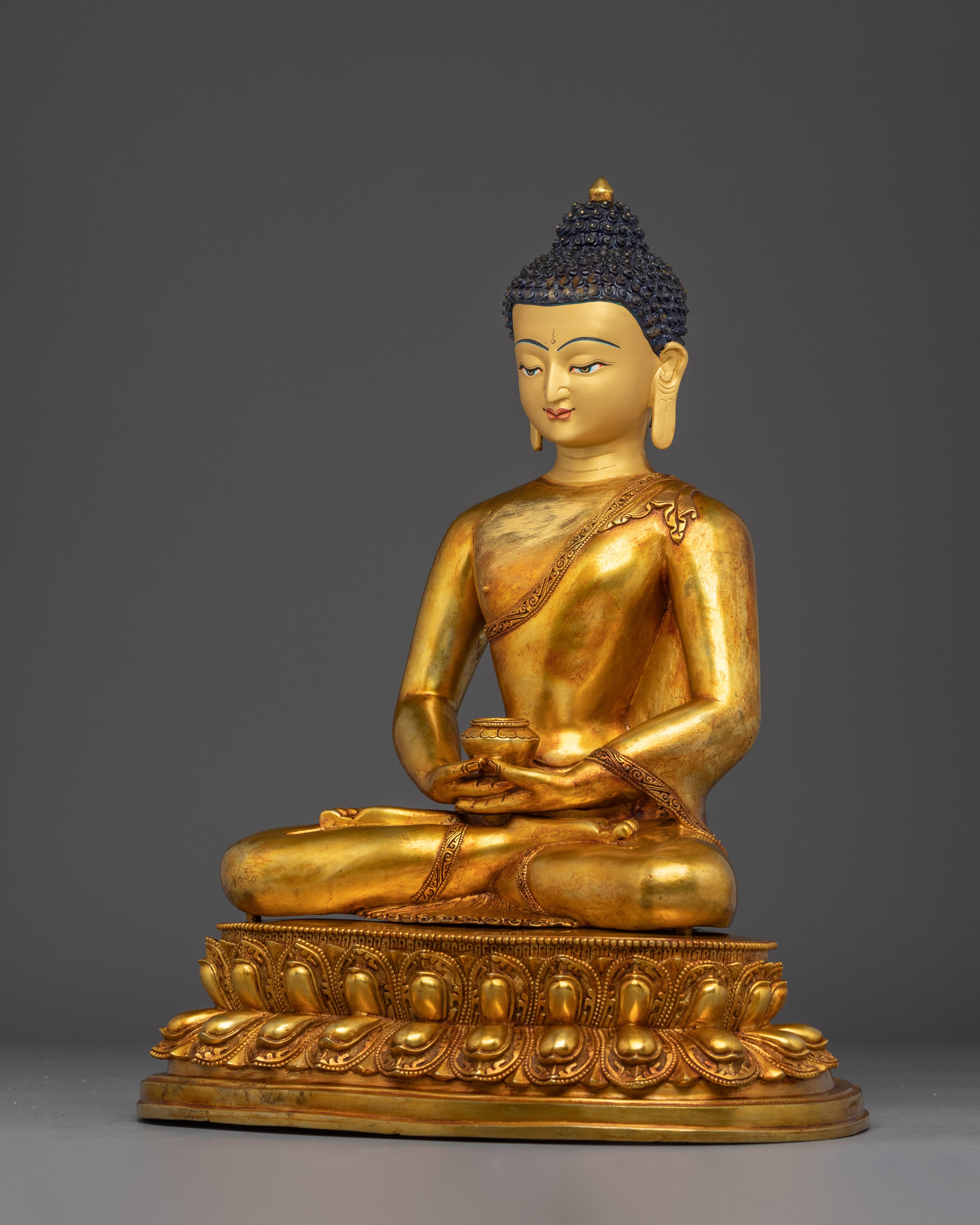 Amitabha Buddha, Gold Gilded Figure | Handmade Nepali Statue for Spiritual Decor