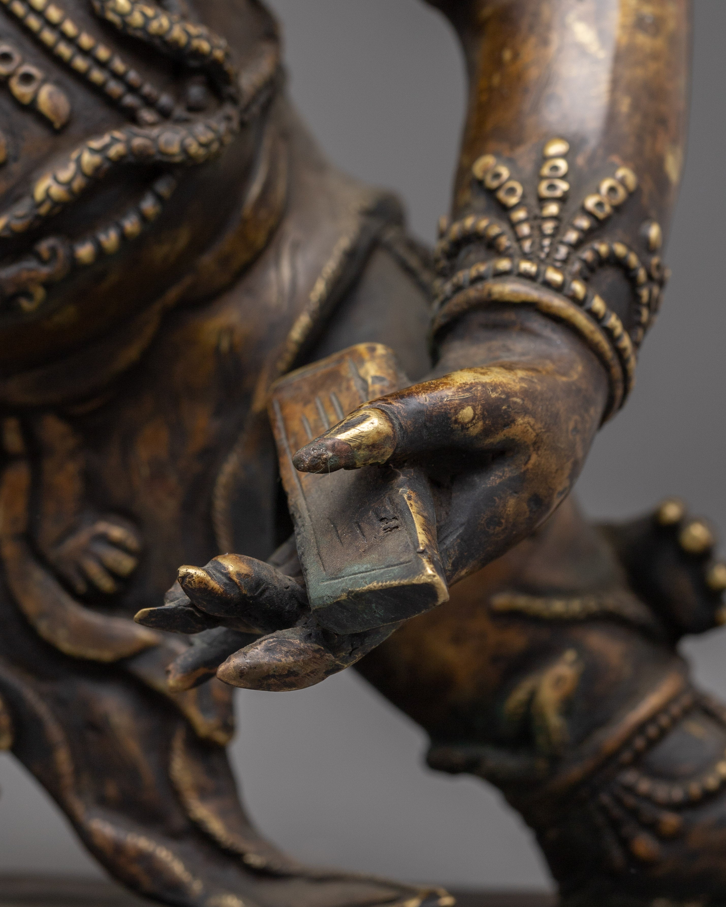 Black Manjushri Statue in Oxidized Copper | Tibetan Protector Statue for Wisdom