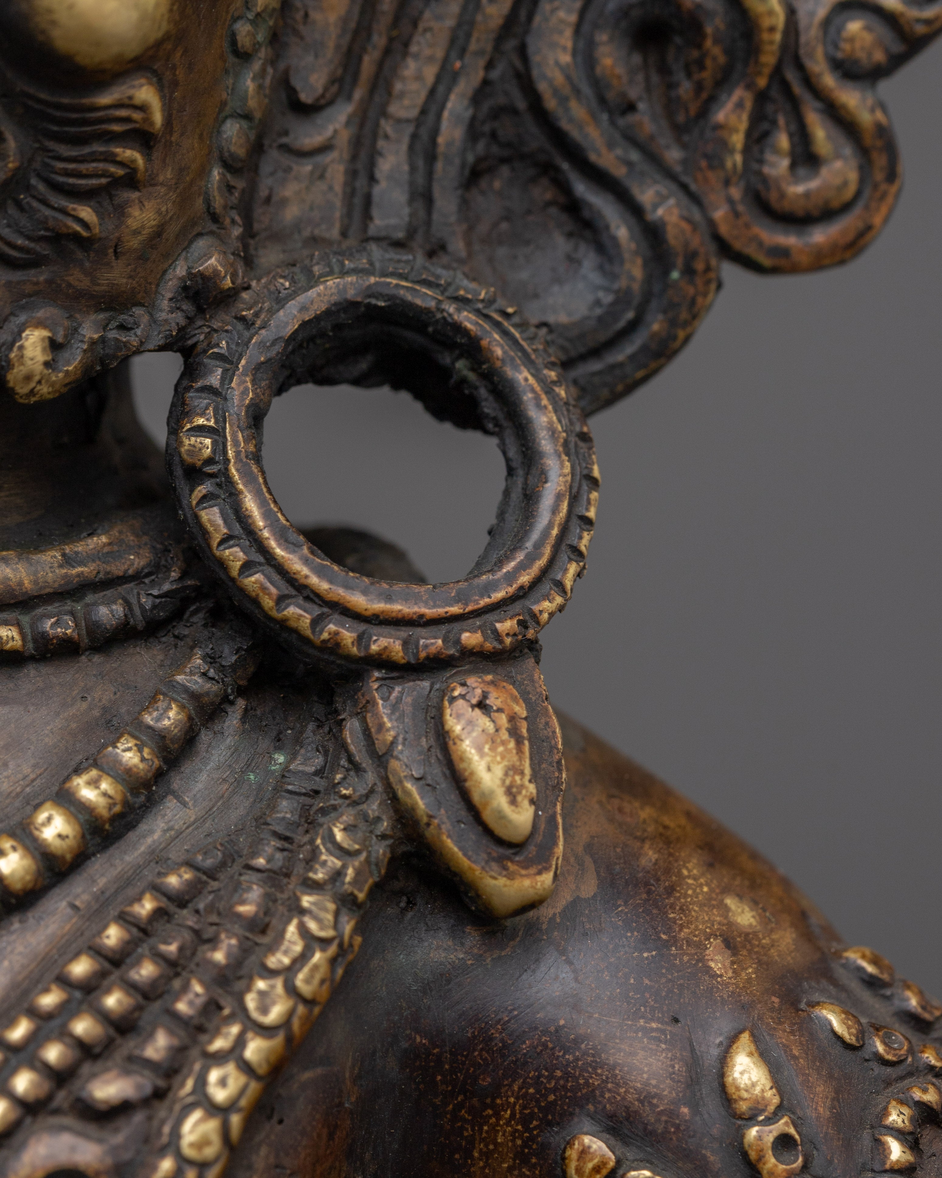 Black Manjushri Statue in Oxidized Copper | Tibetan Protector Statue for Wisdom
