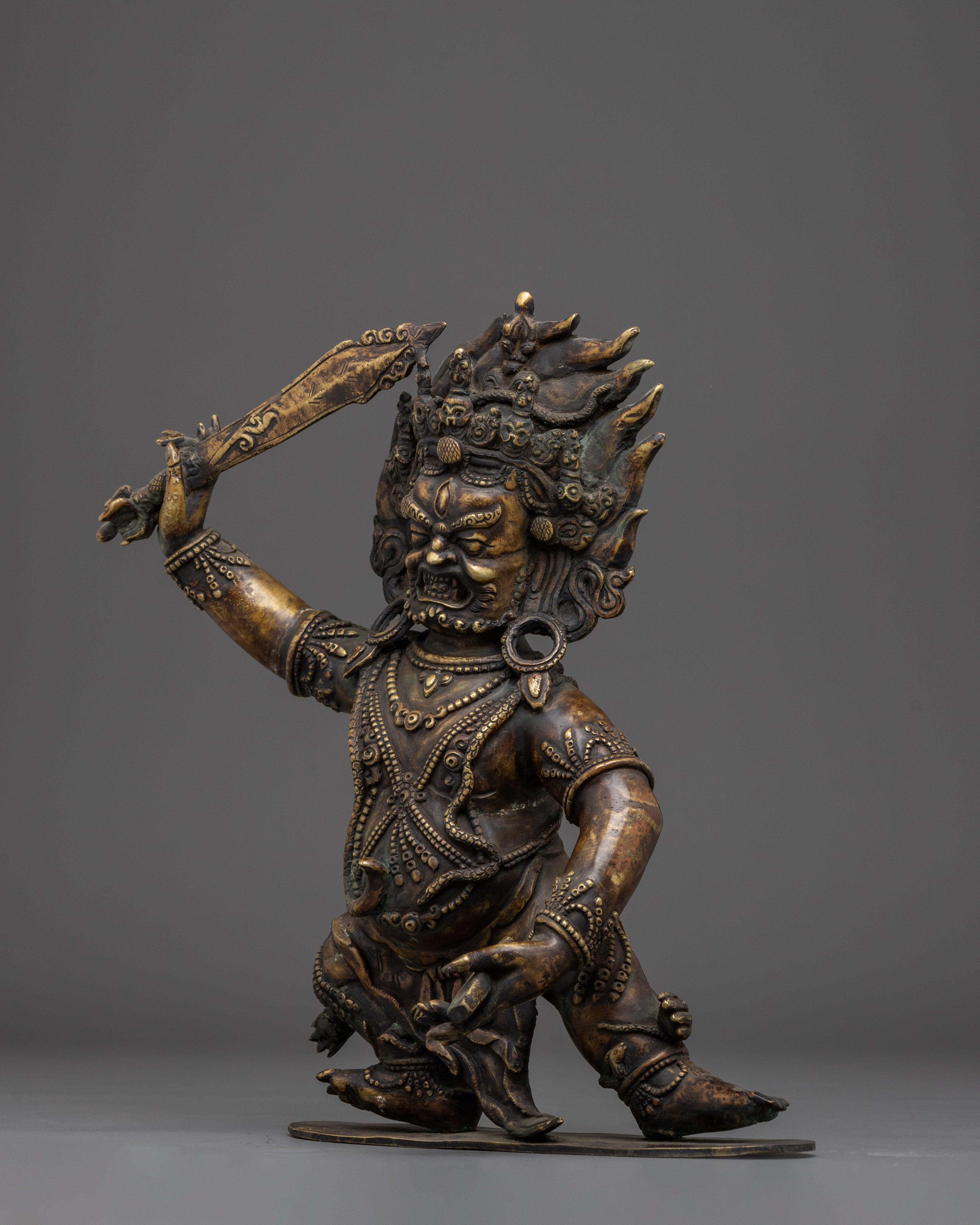 Black Manjushri Statue in Oxidized Copper | Tibetan Protector Statue for Wisdom