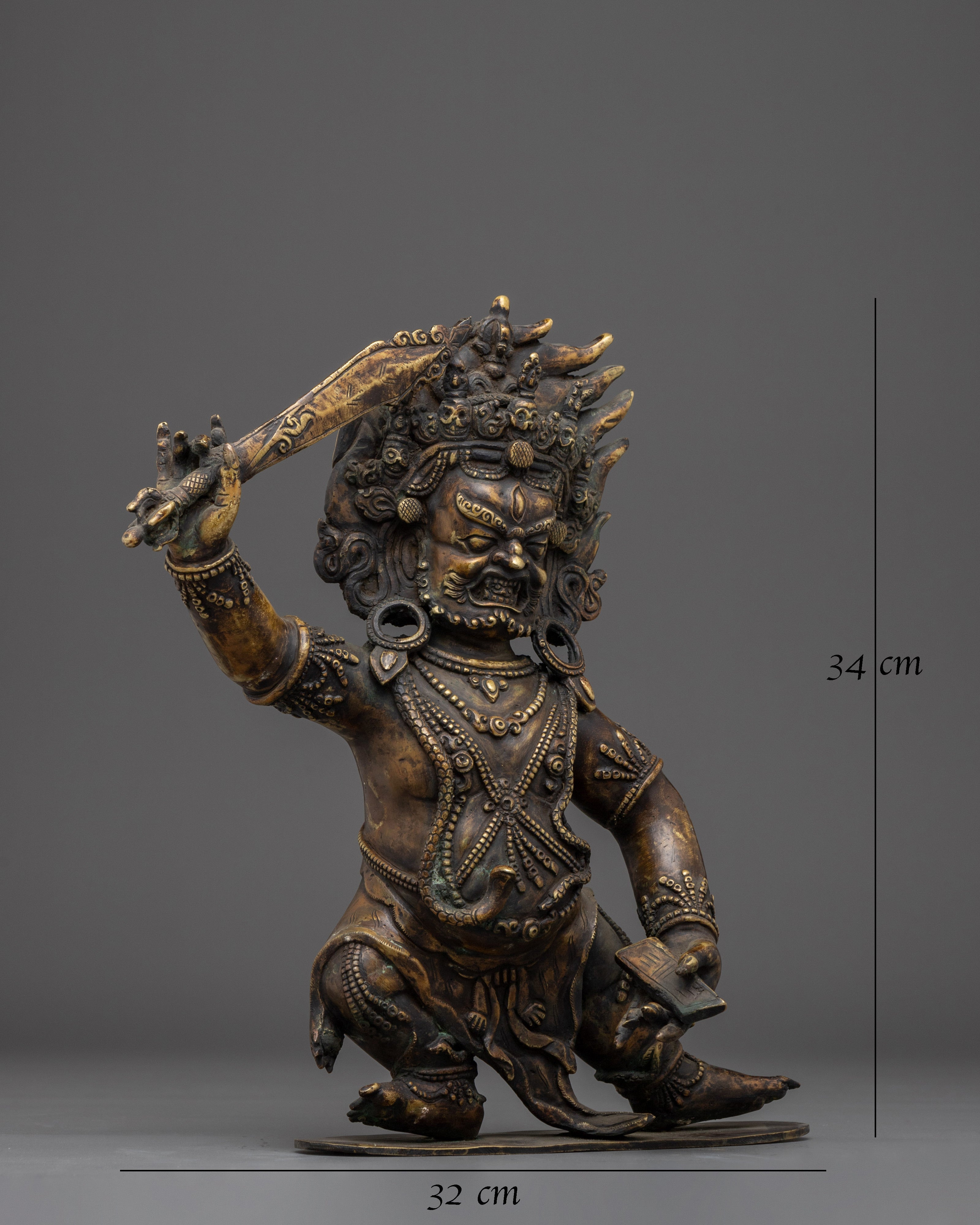 Black Manjushri Statue in Oxidized Copper