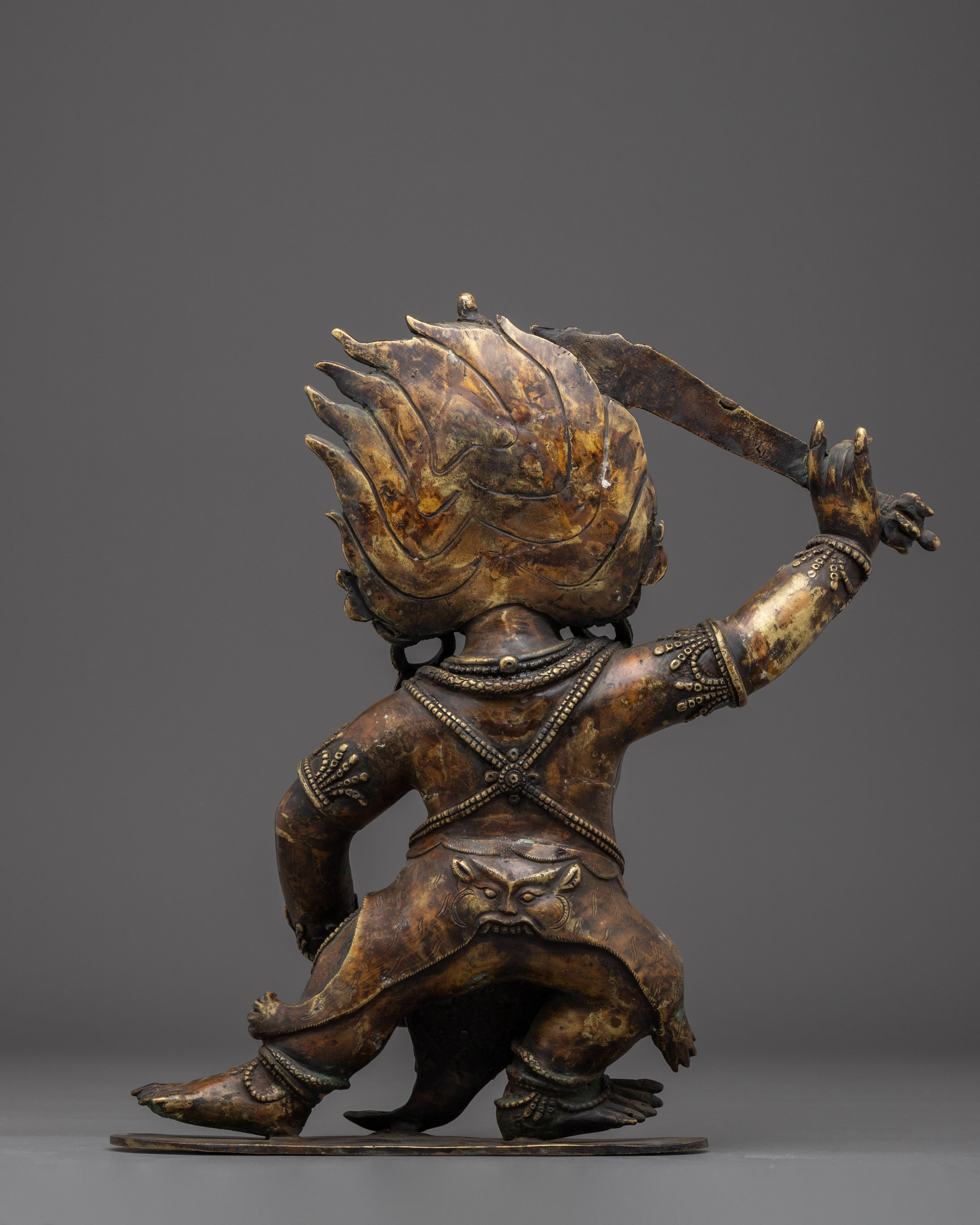 Black Manjushri Statue in Oxidized Copper | Tibetan Protector Statue for Wisdom